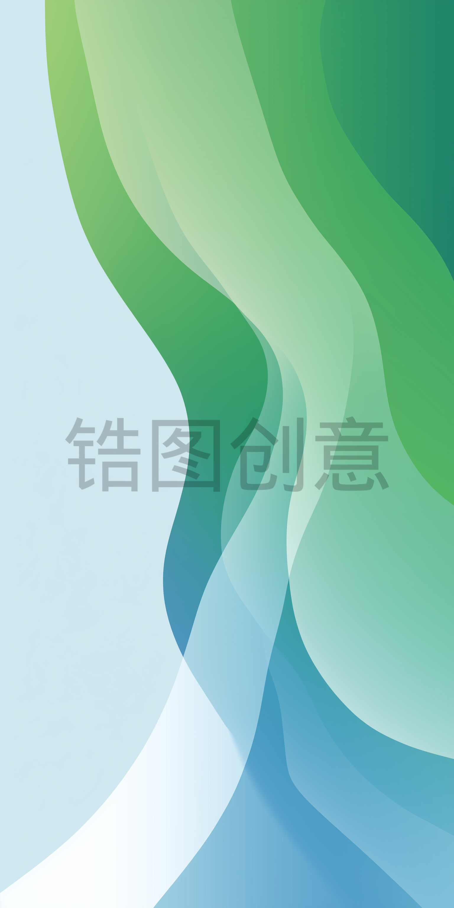 锆图创意-绿色抽象曲线纹理扁平风格背景