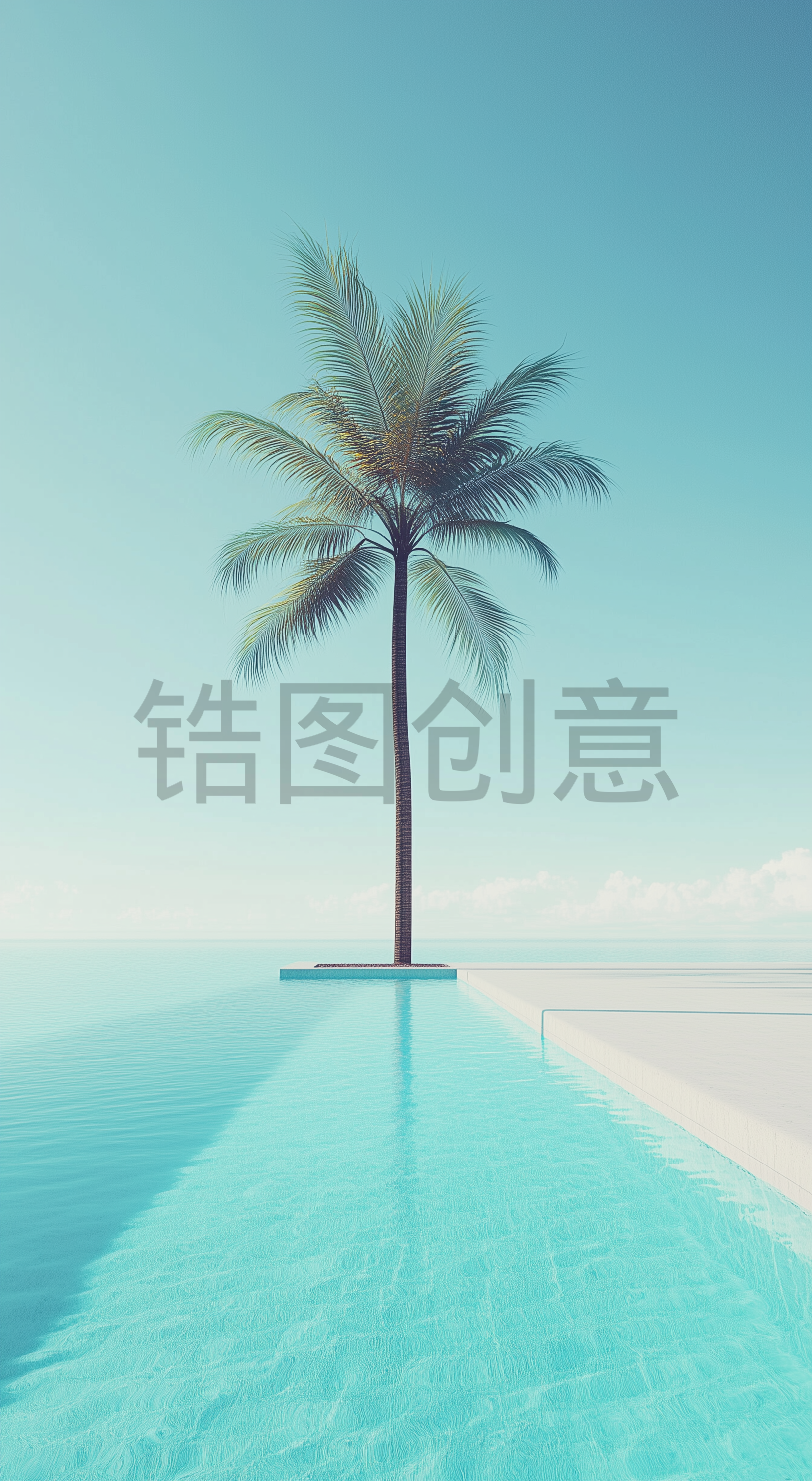 海边无边泳池风景