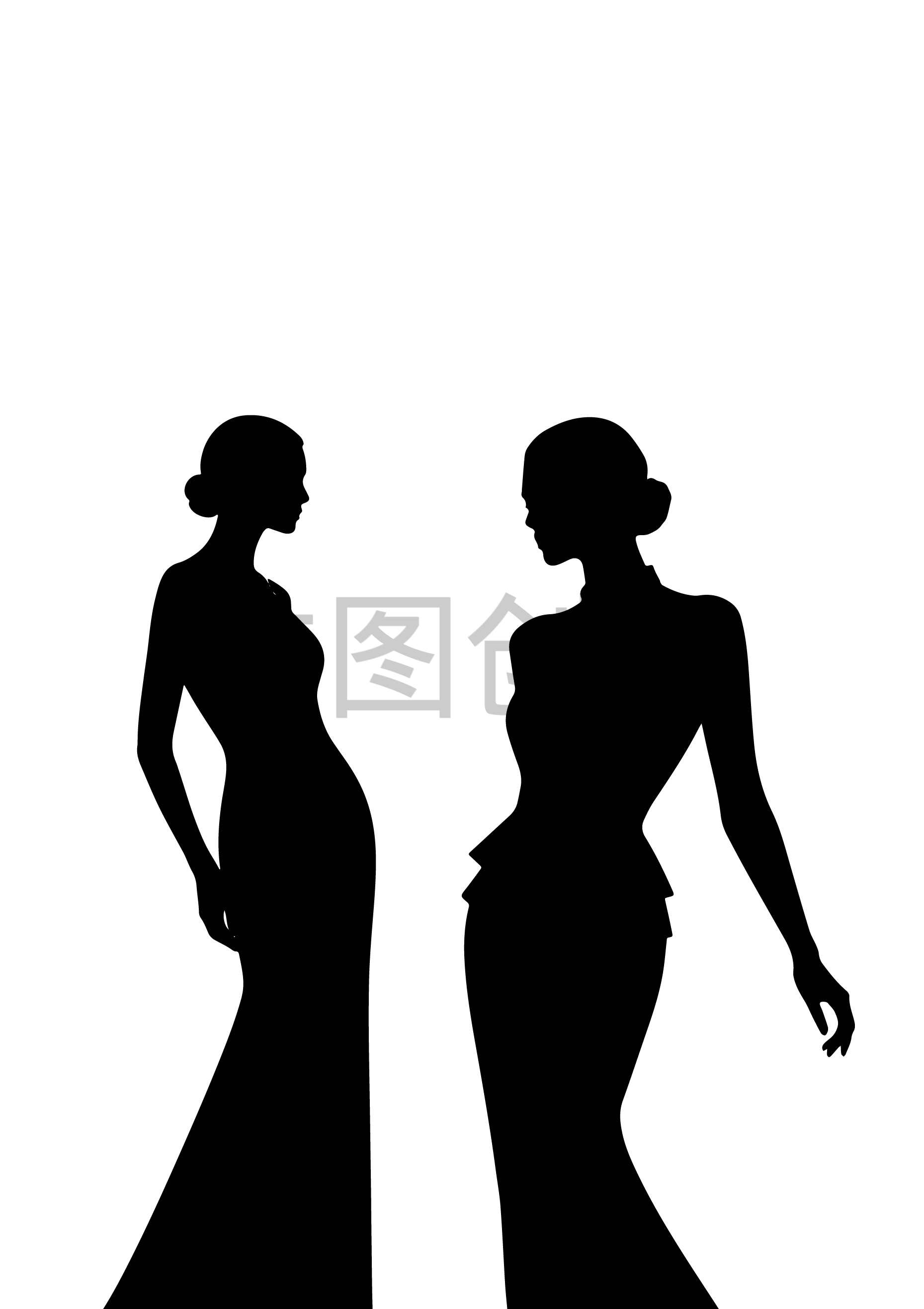 镐图创意-母亲节女神节穿着礼服裙高级感人物女人剪影