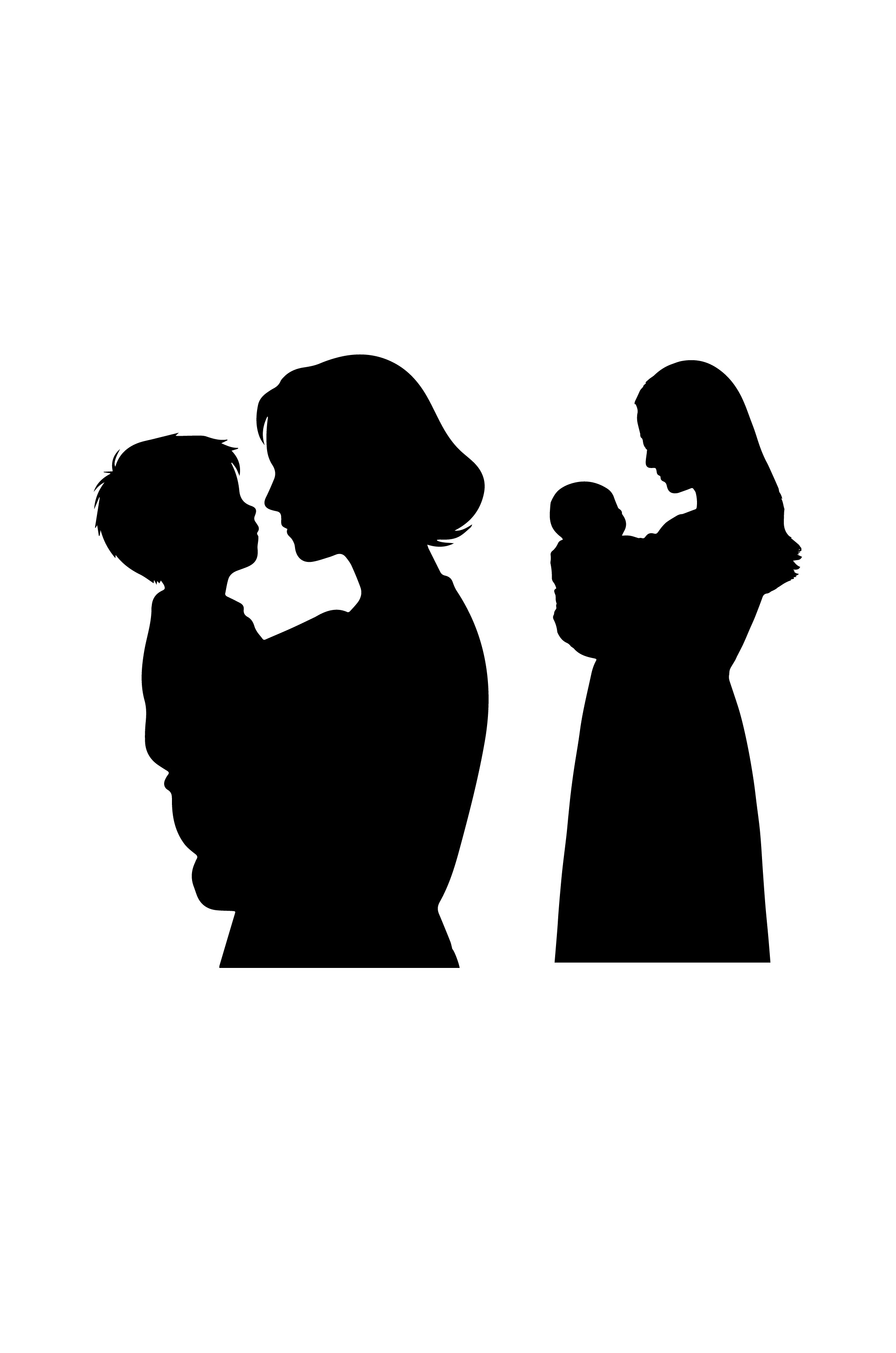 母亲节温馨感母子婴儿互动剪影矢量素材