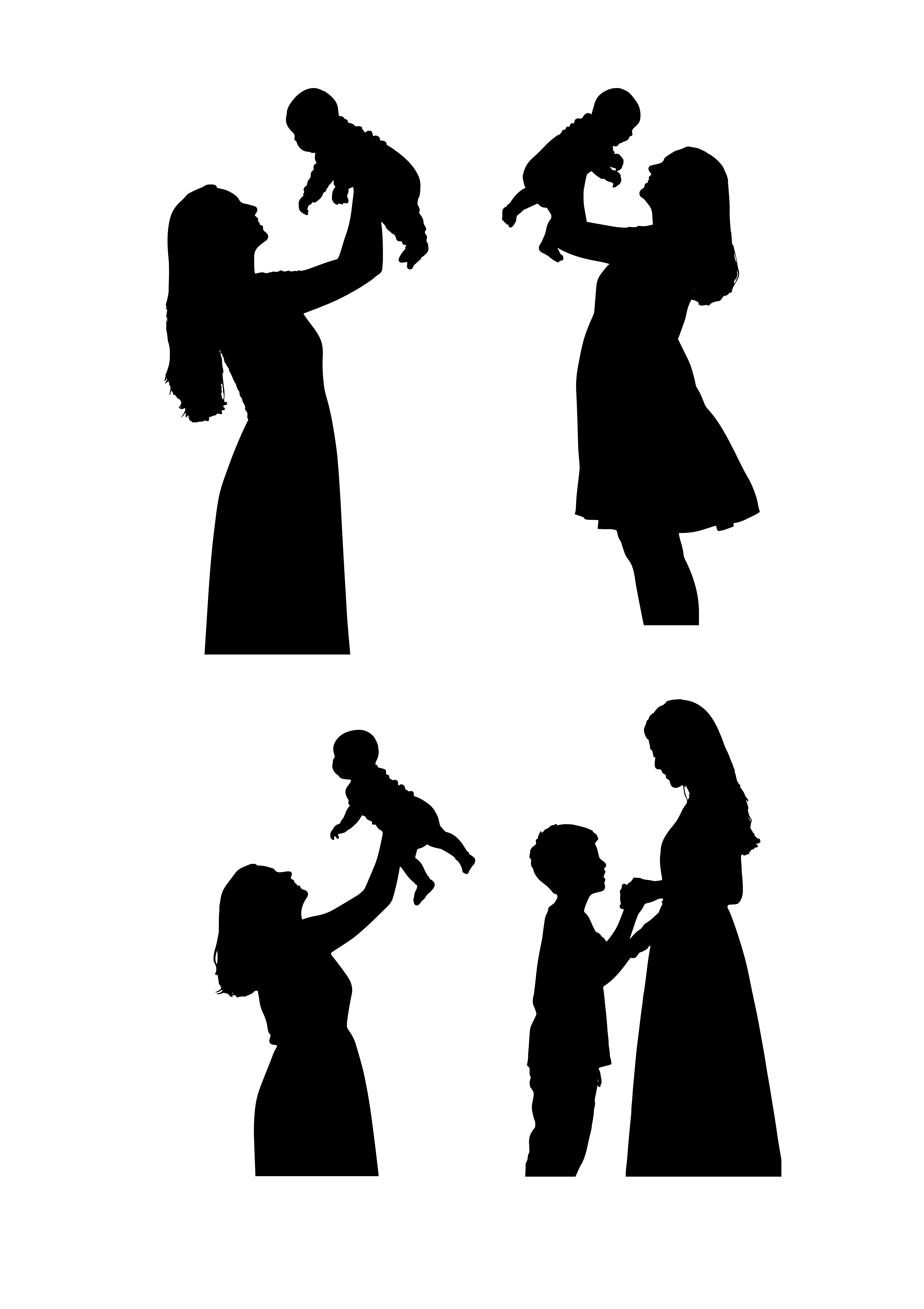 母亲节温馨感母子互动剪影背景