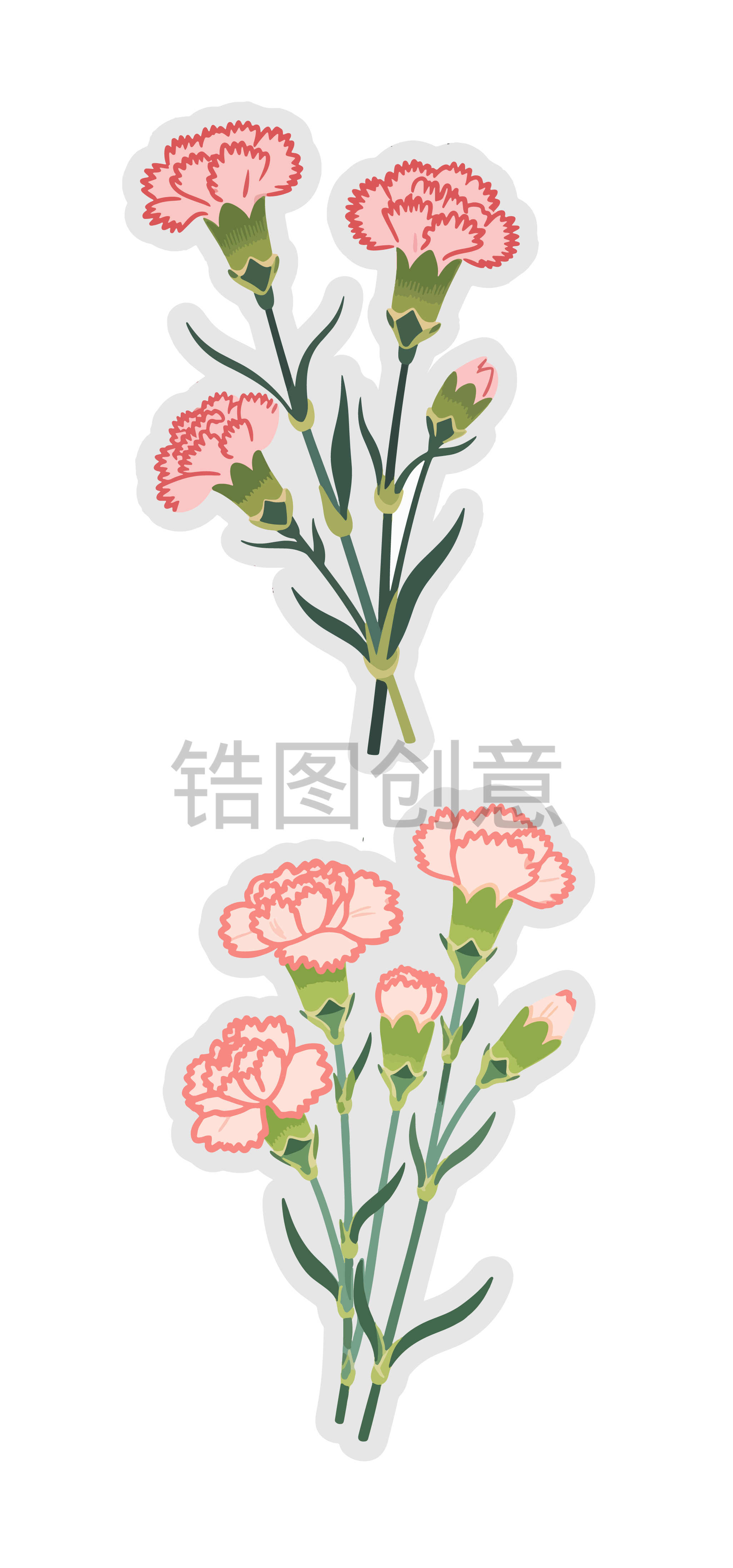 母亲节植物康乃馨花插画元素