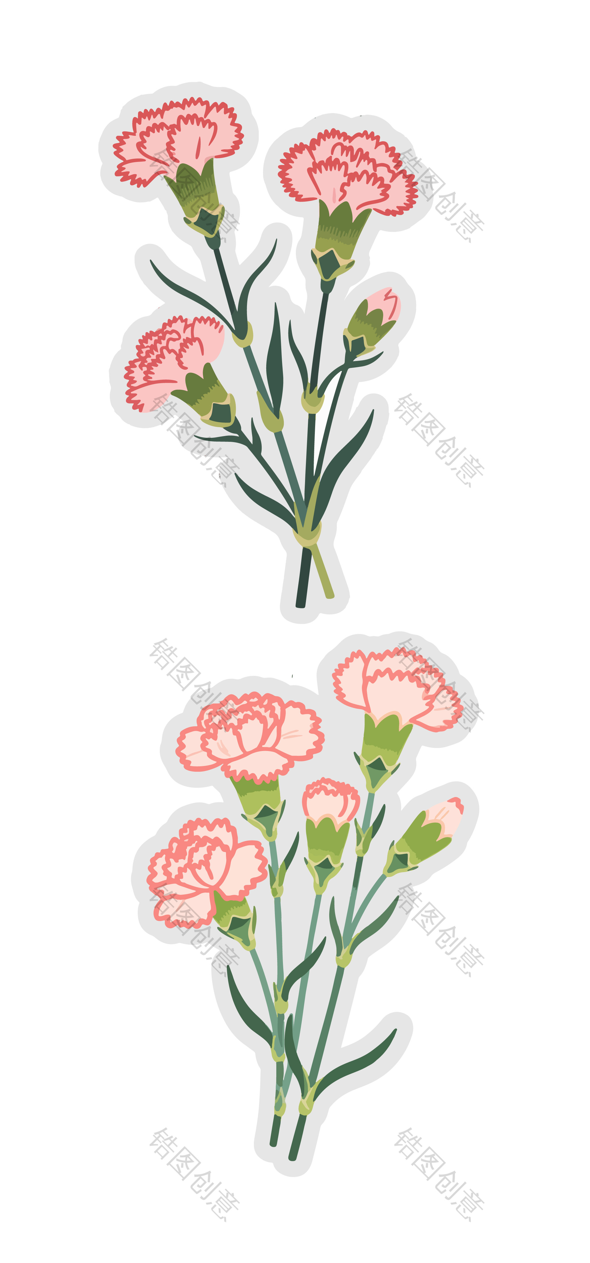 母亲节植物康乃馨花插画元素