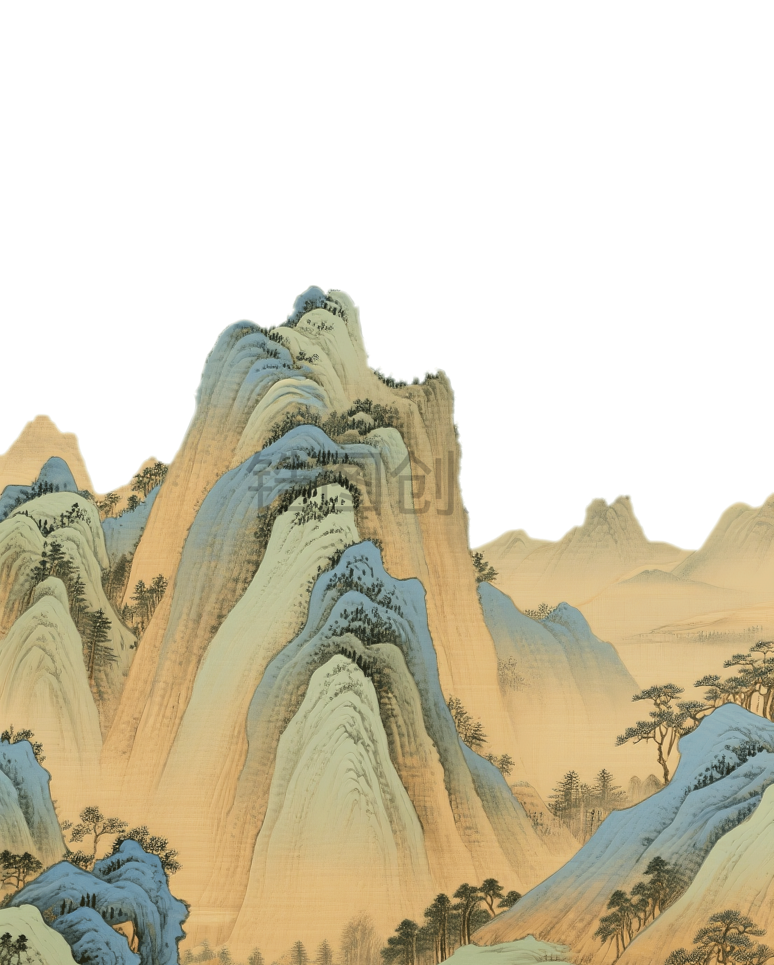 锆图创意-中国风古风大山山岭山水免扣png元素
