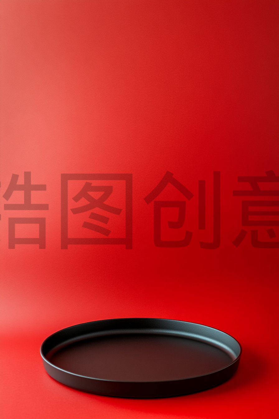红色餐饮盘子新年概念