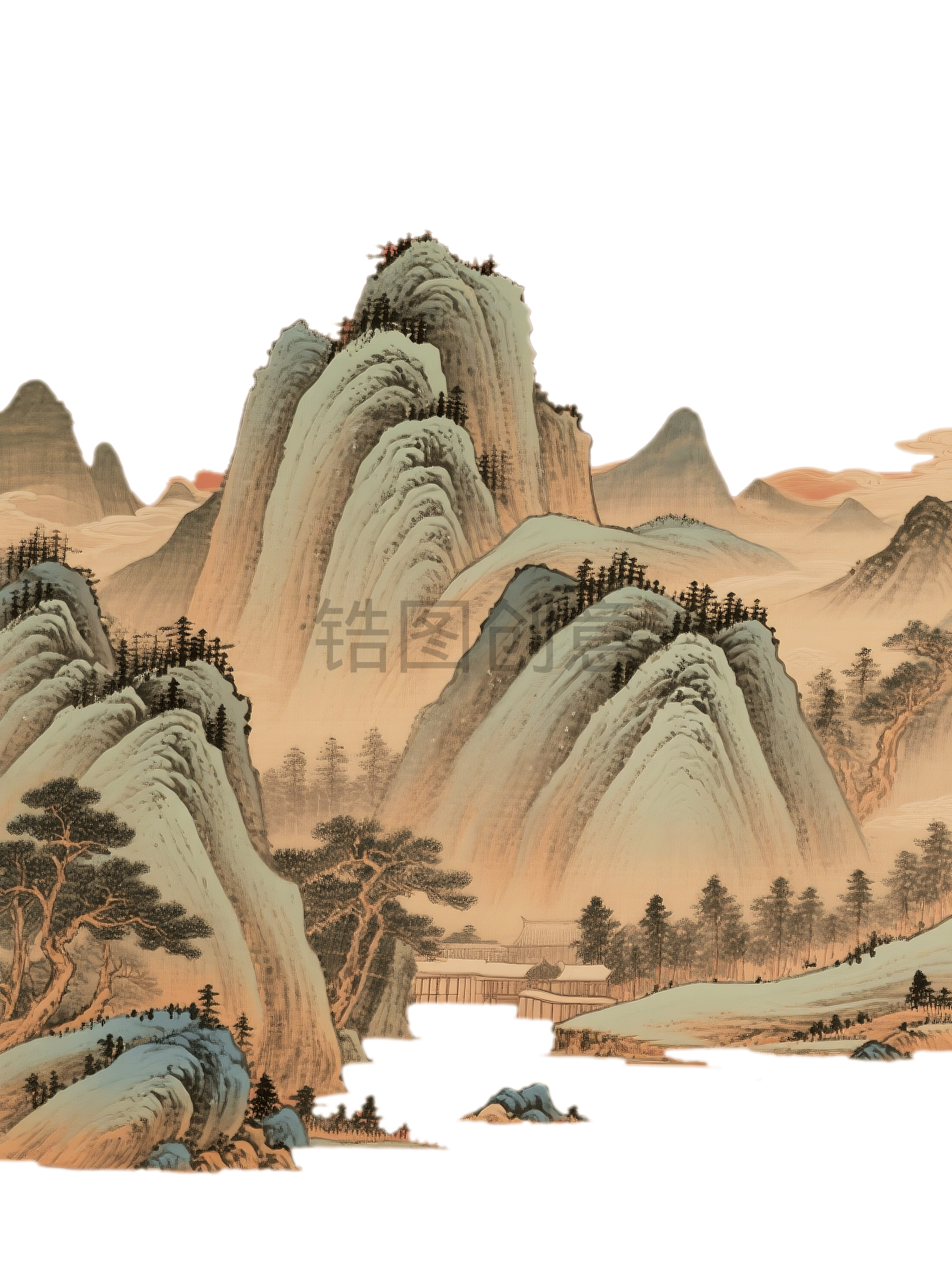 锆图创意-中国风古风大山山岭山水免扣png元素