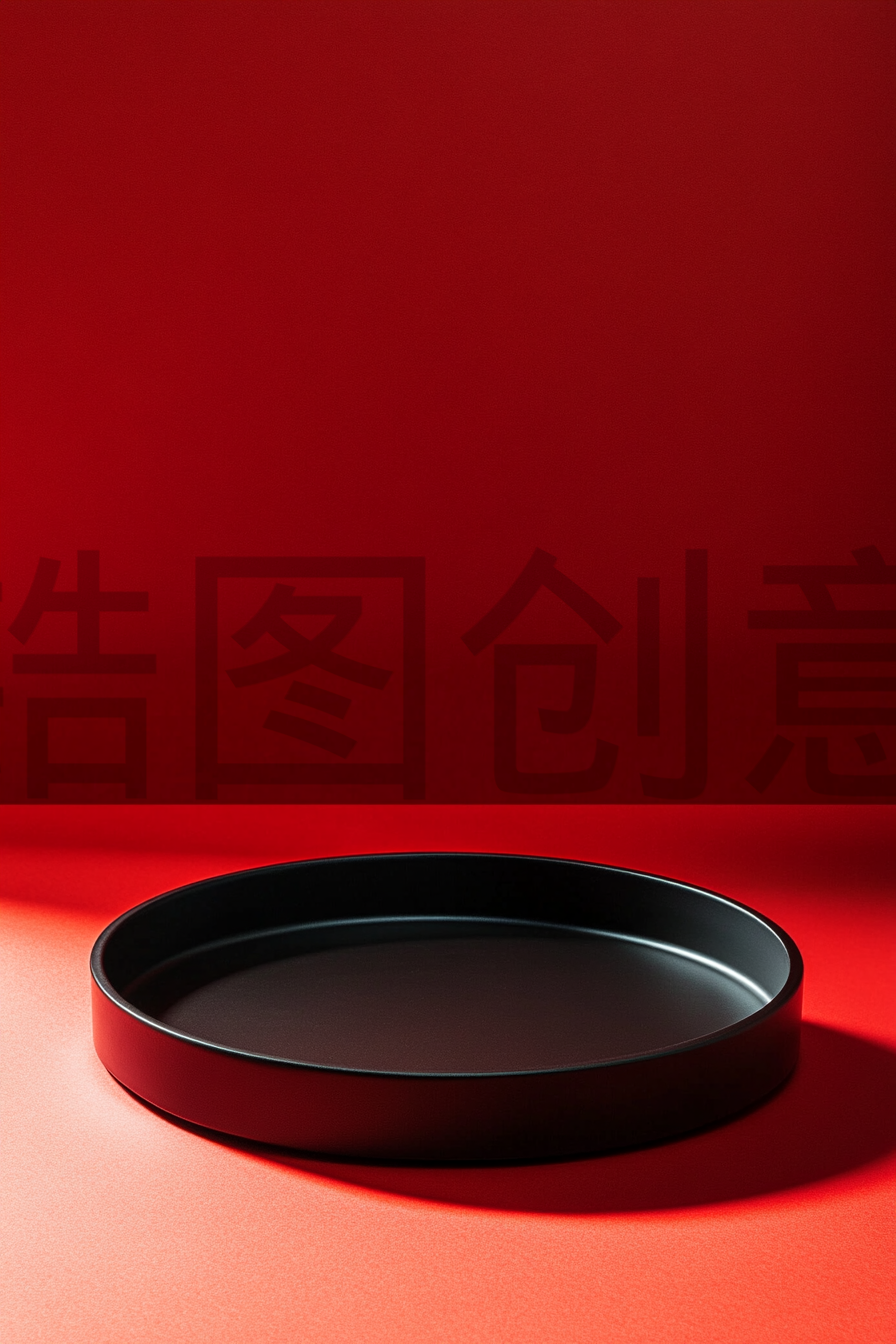 红色餐饮盘子新年概念