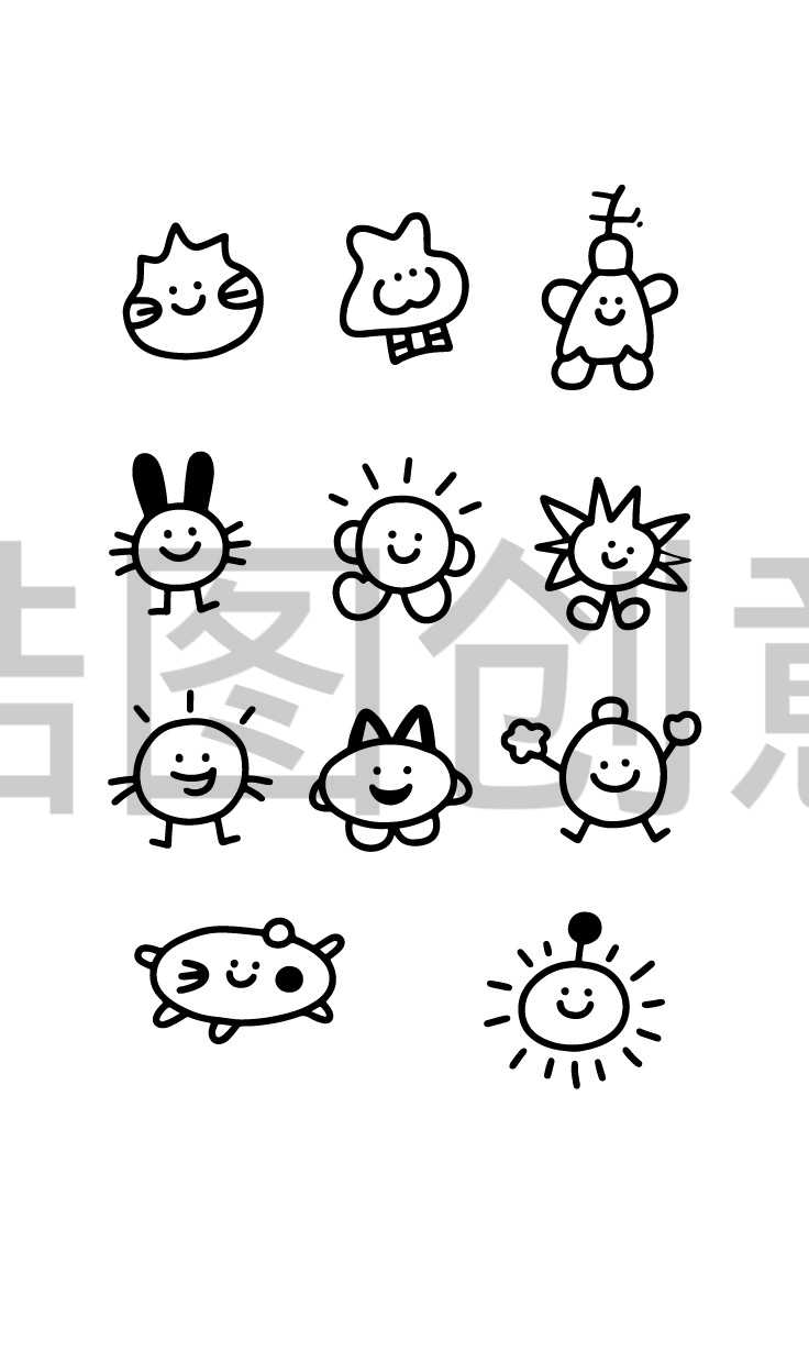 儿童节想象力抽象可爱卡通手绘线稿表情元素