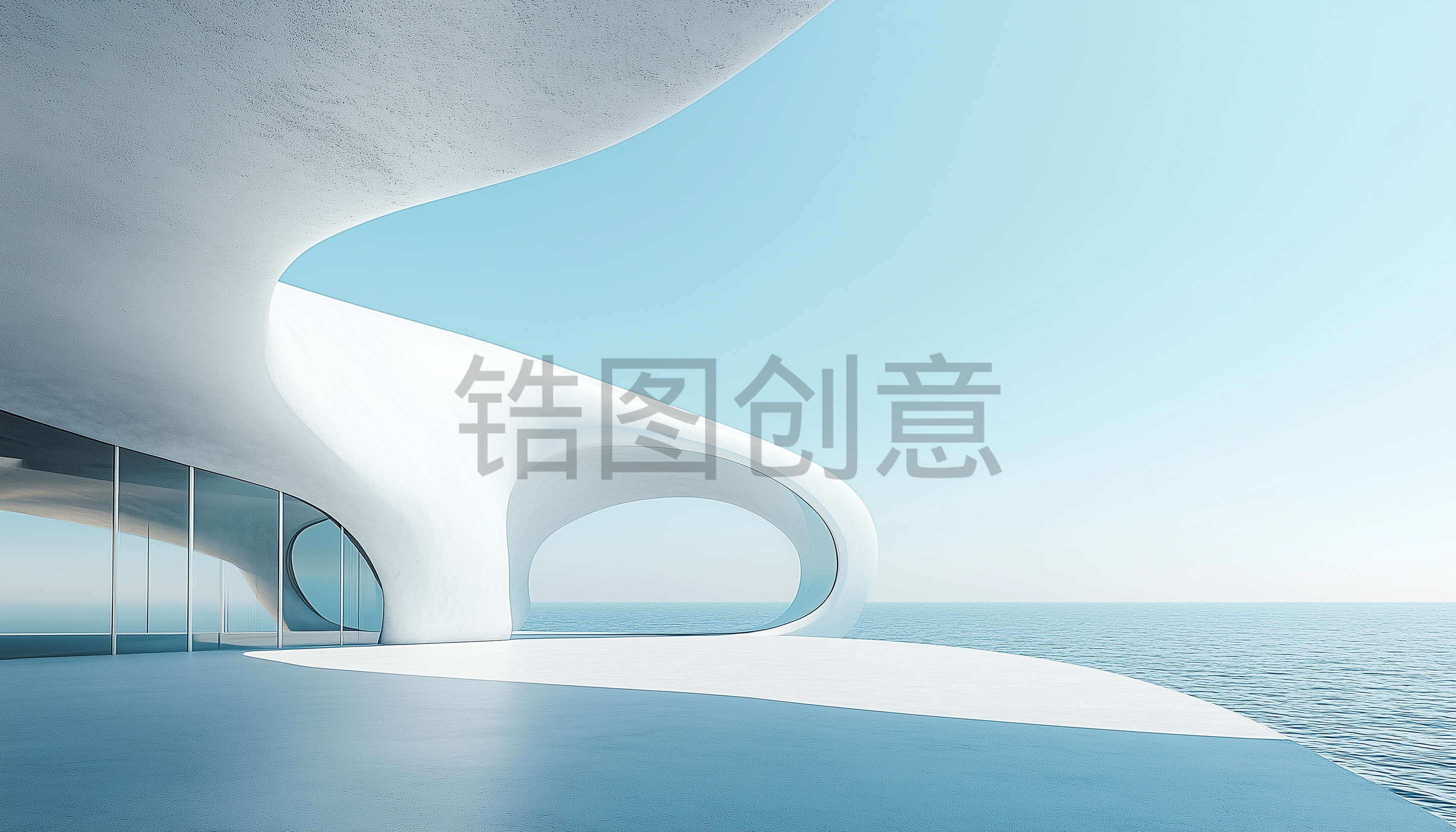 海，蓝色,广角,建筑,空间,背景