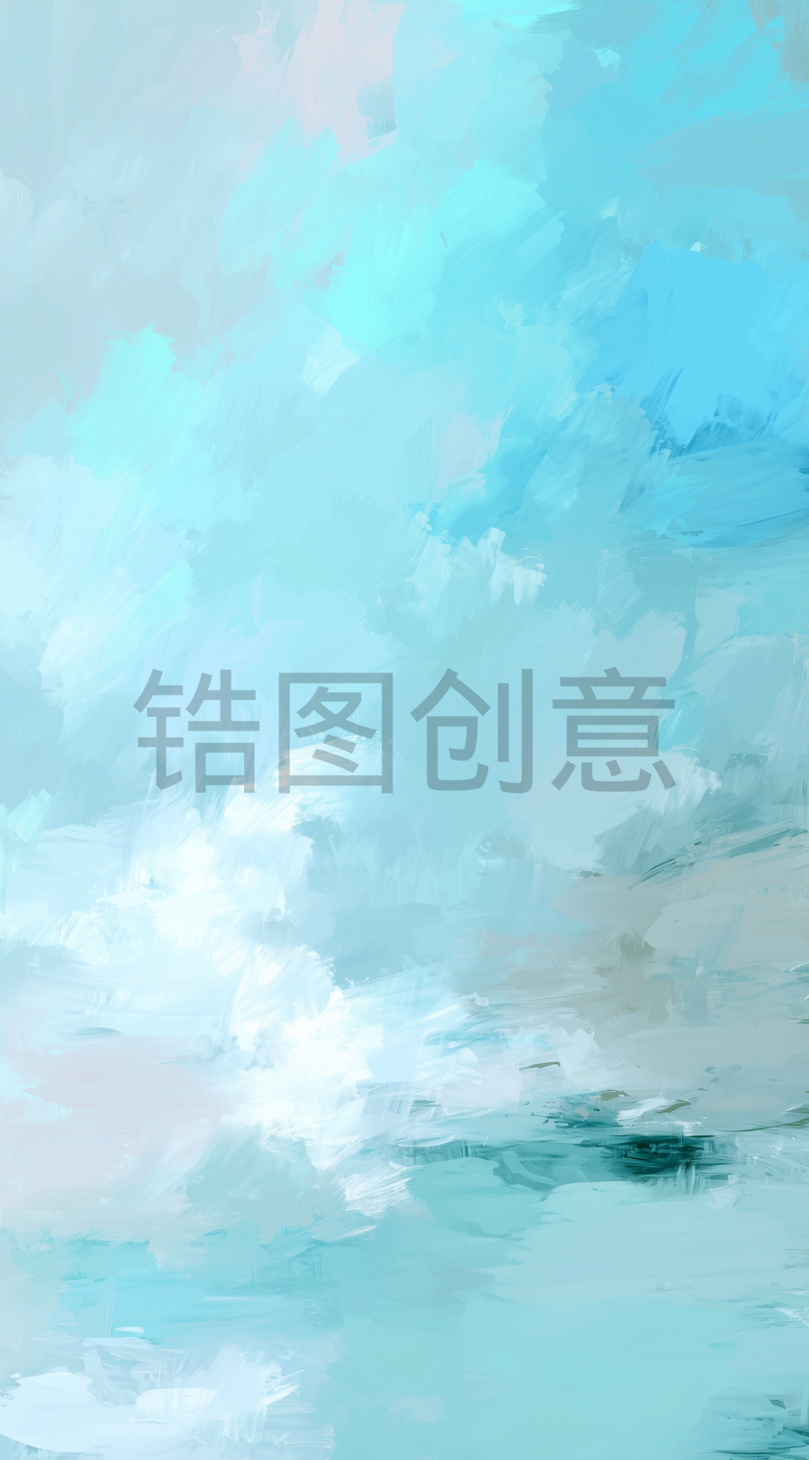 锆图-蓝色蓝天白云油画风背景