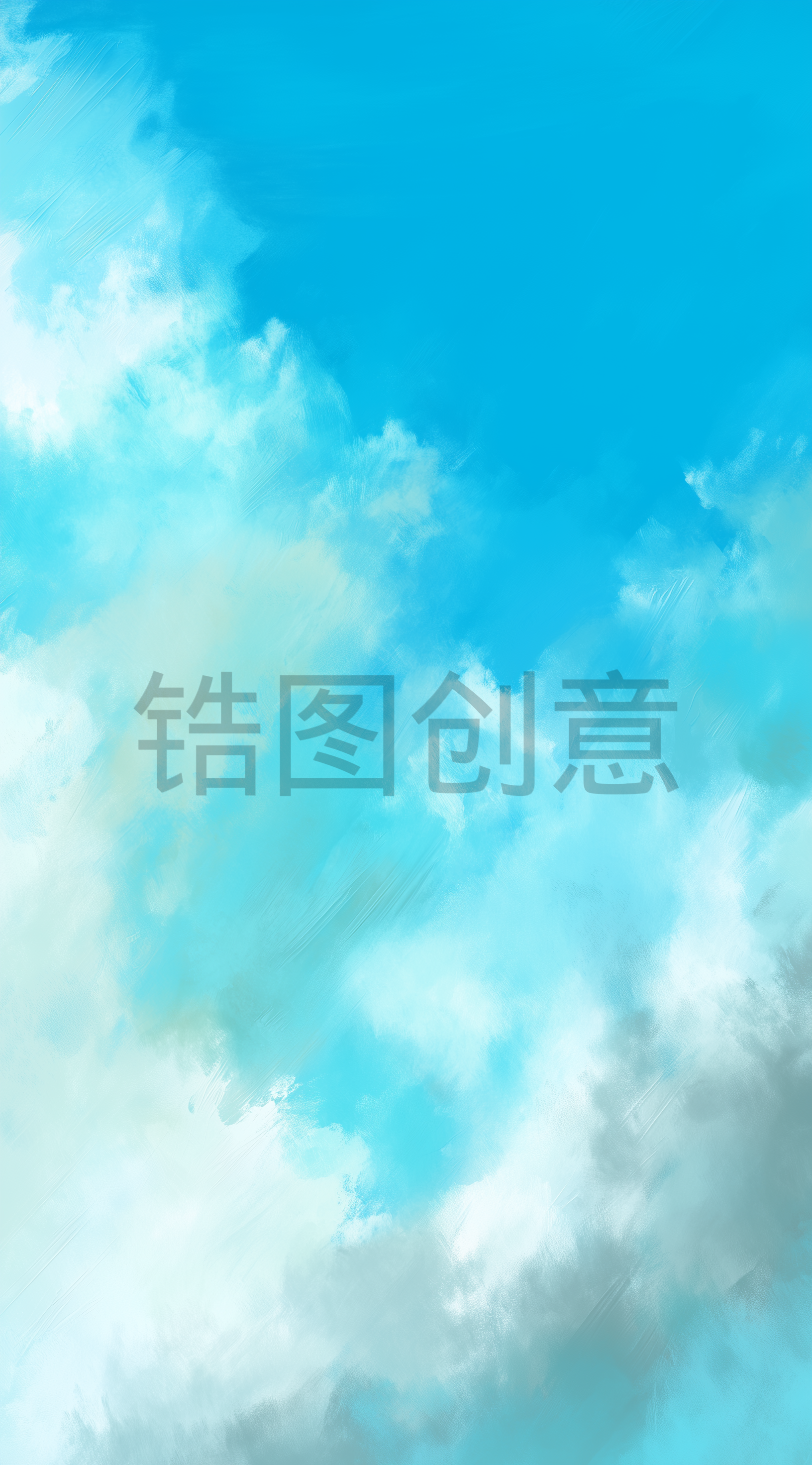 锆图-蓝天白云油画风背景