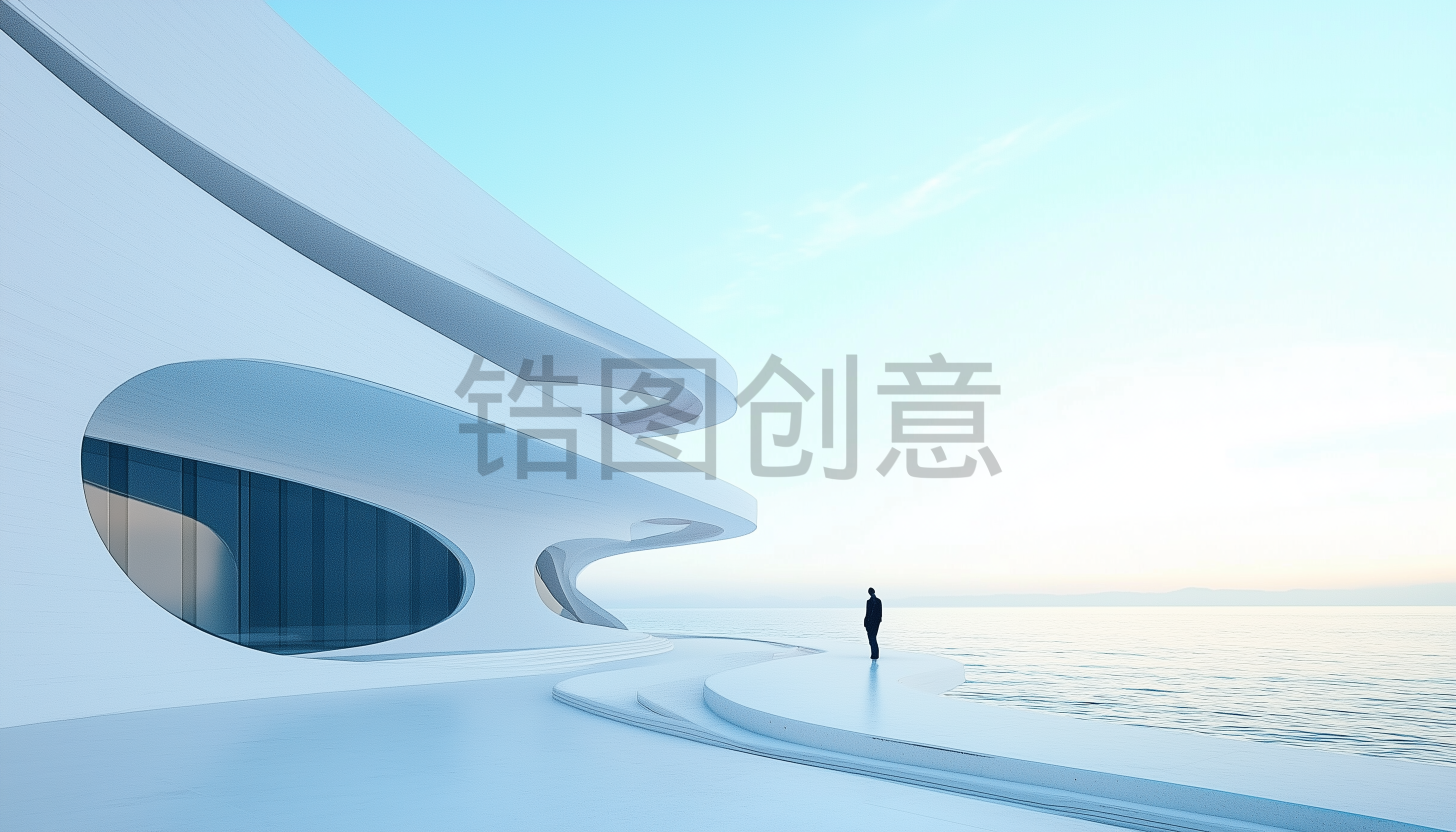 海，蓝色,广角,建筑,空间,背景