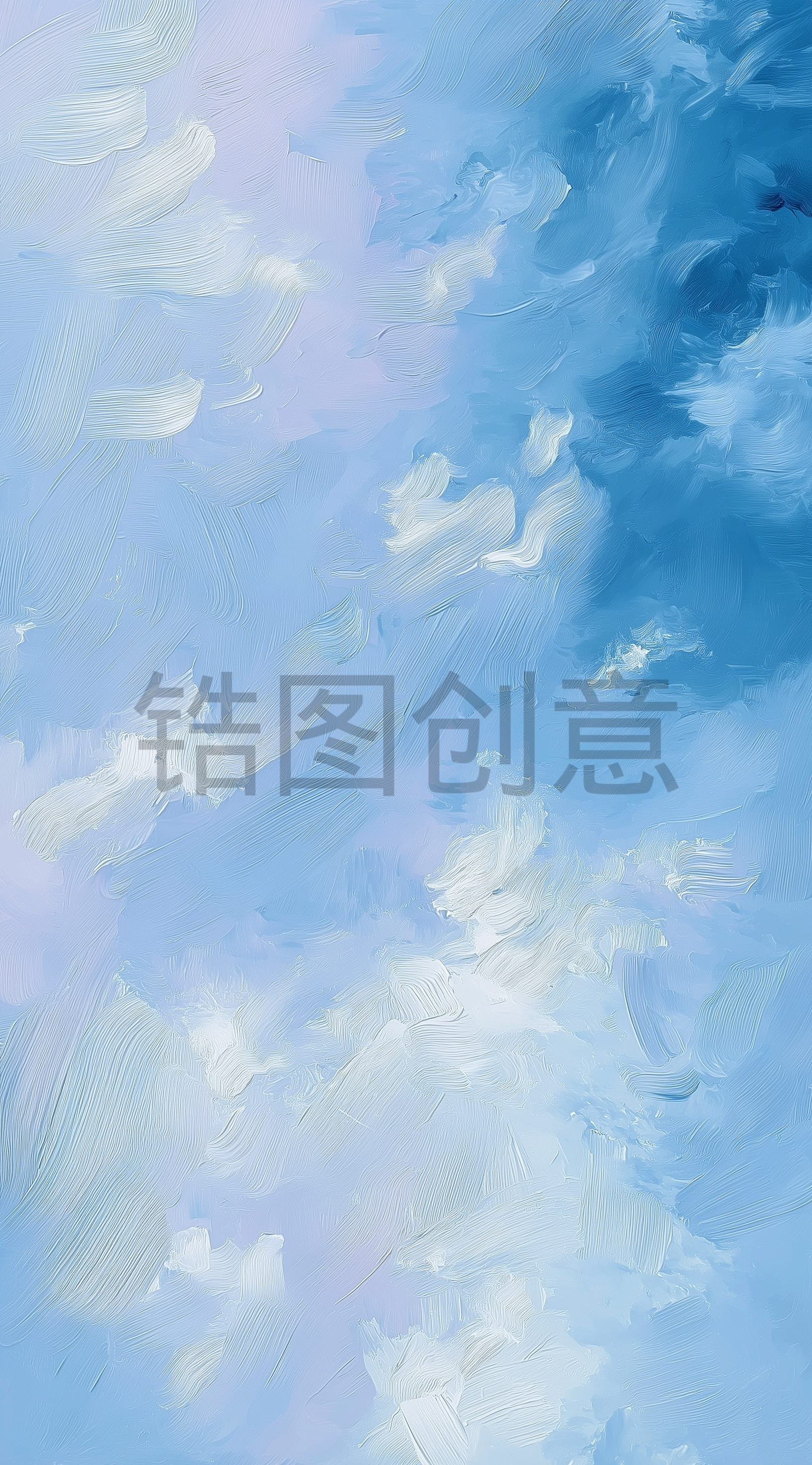 锆图-蓝色天空蓝天白云油画风背景