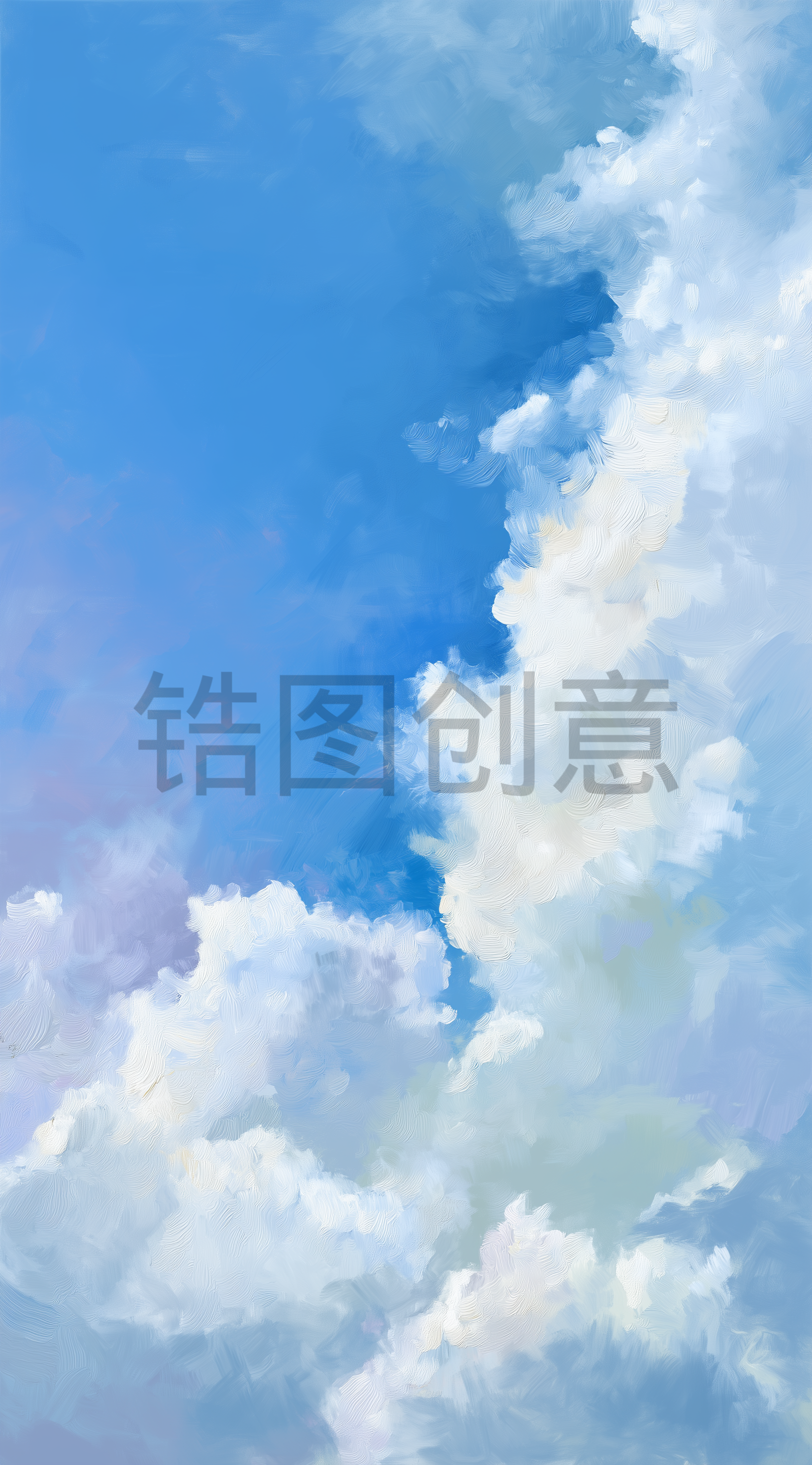 锆图-蓝色天空蓝天白云油画风背景
