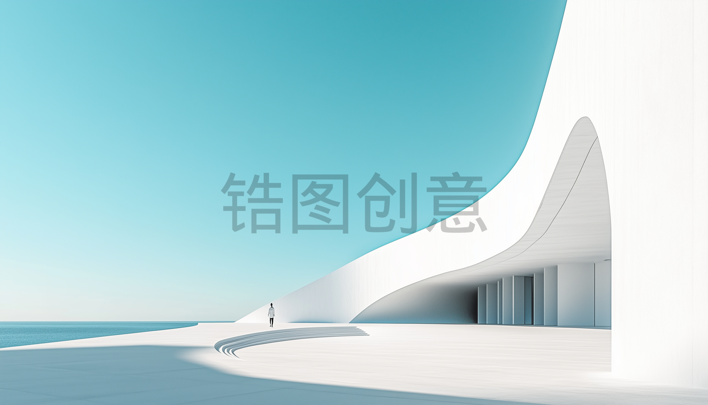 海，蓝色,广角,建筑,空间,背景