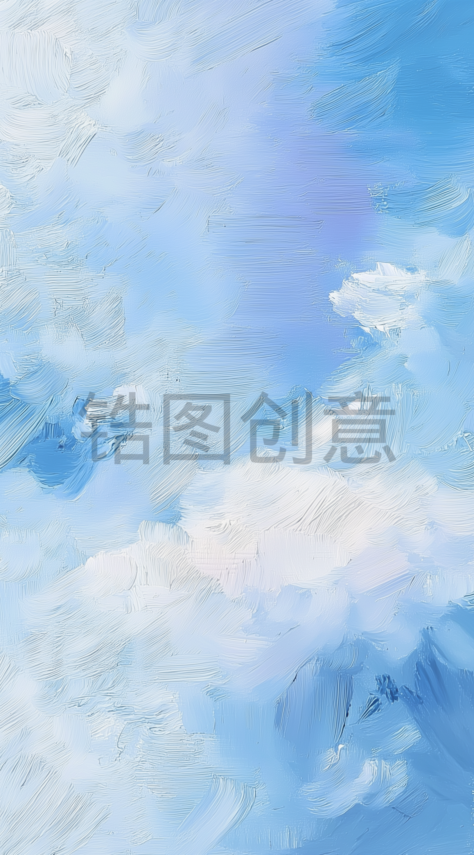锆图-蓝色蓝天白云油画风背景