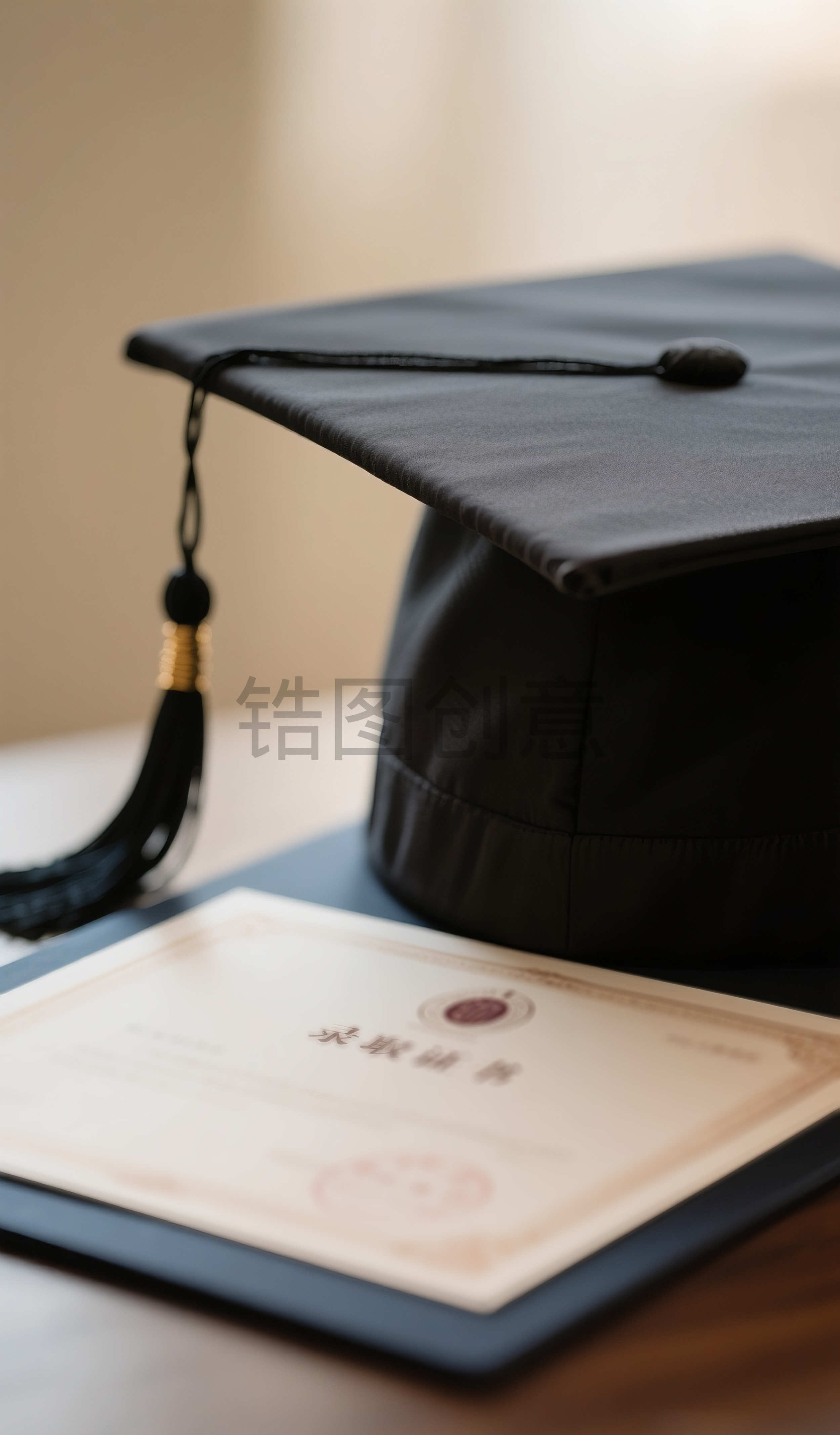 教育系列博士帽录取通知书特写