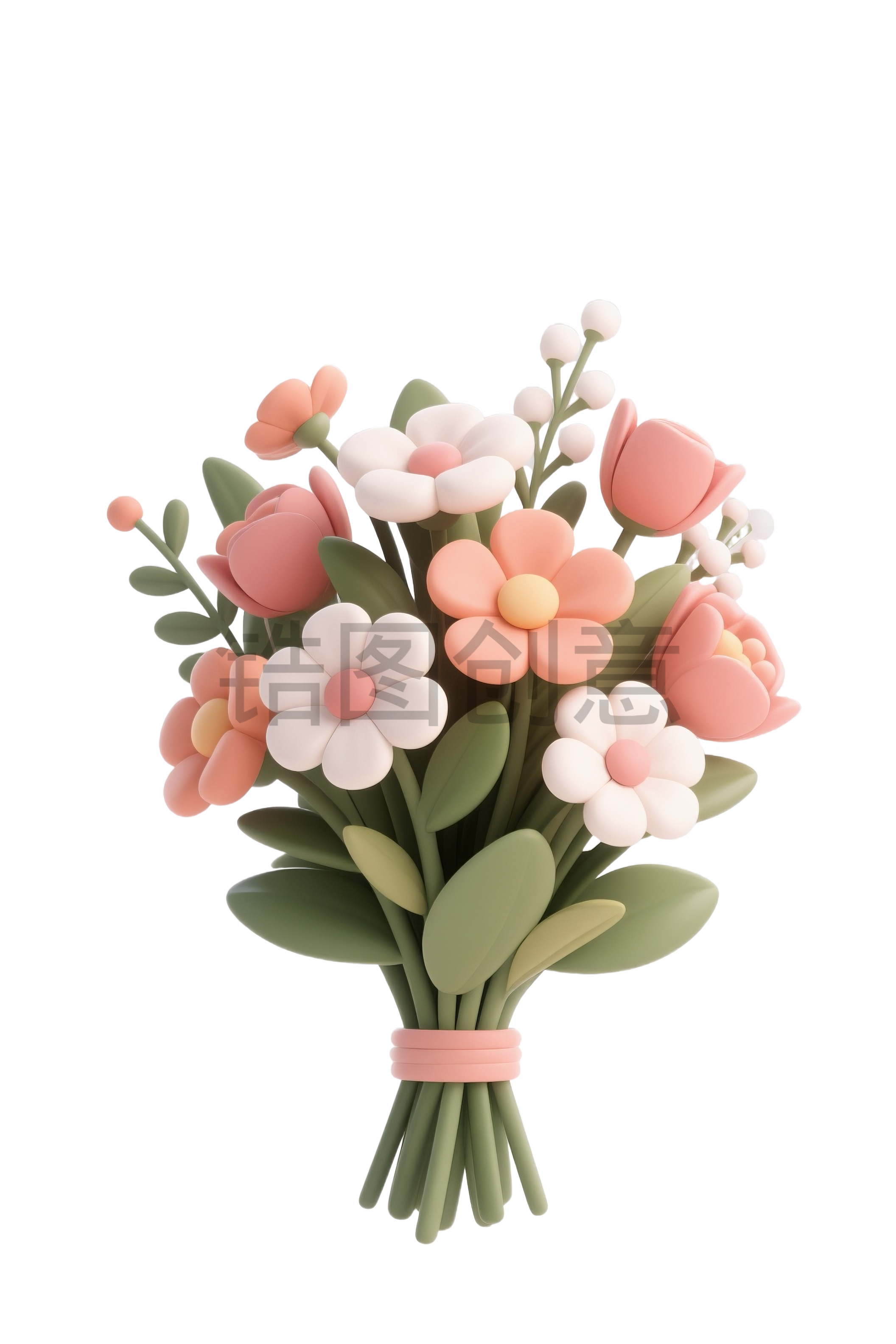3d卡通鲜花花束免扣png元素