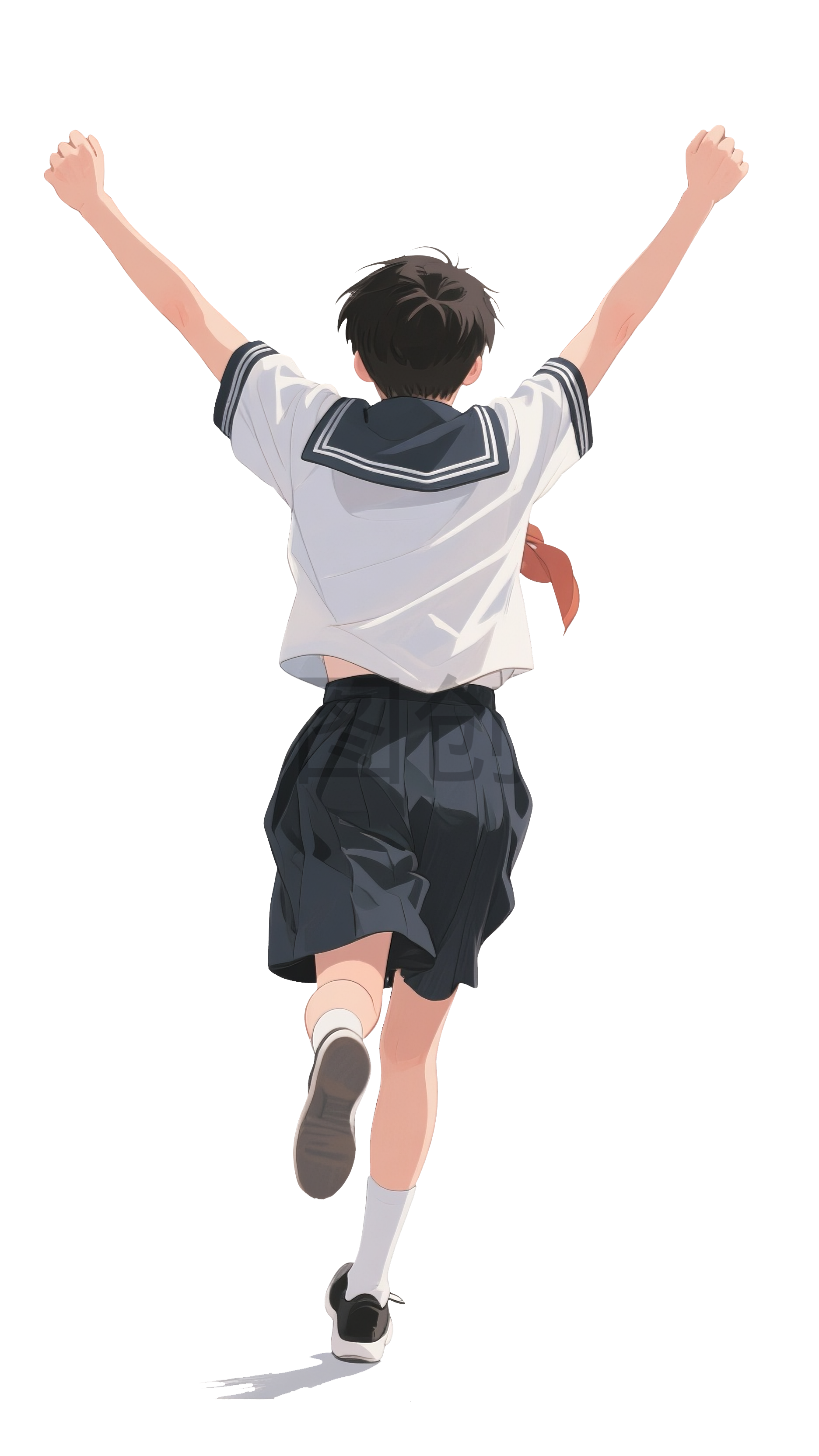 锆图-奔跑的中学生背影元素