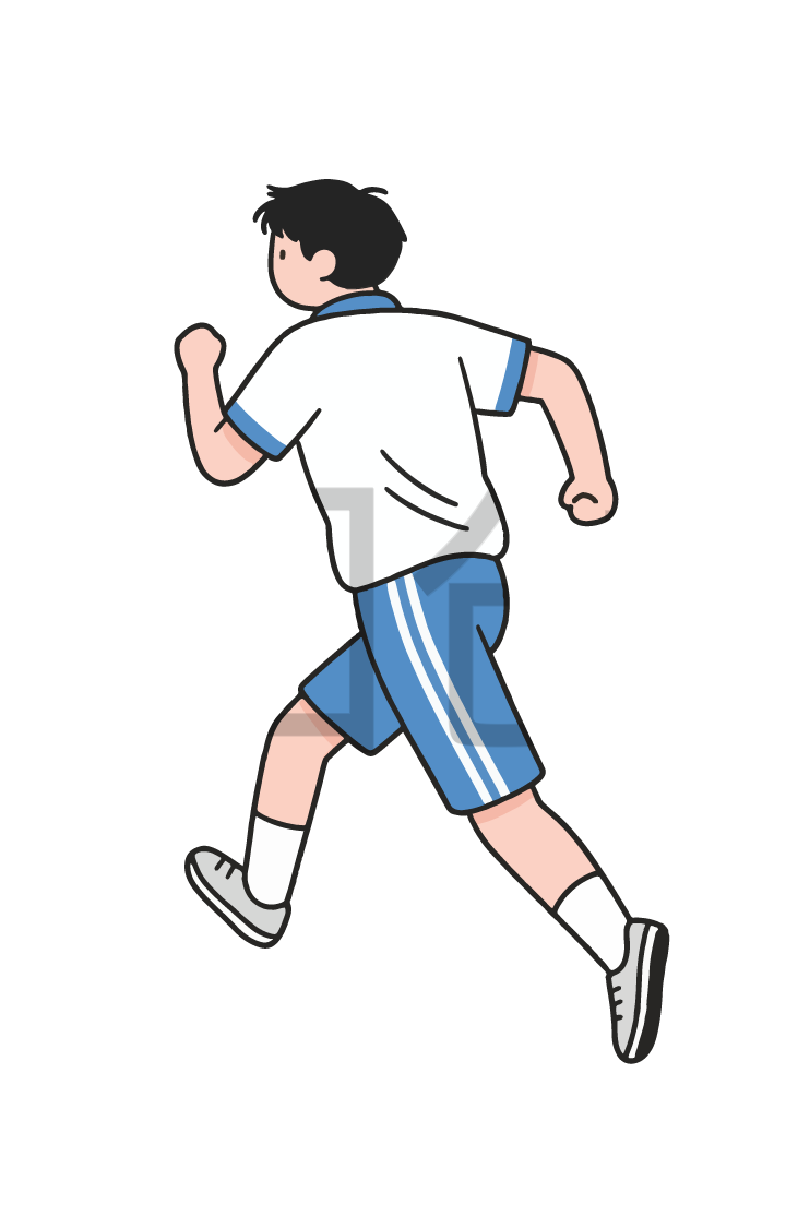 锆图-奔跑的中学生背影插画元素