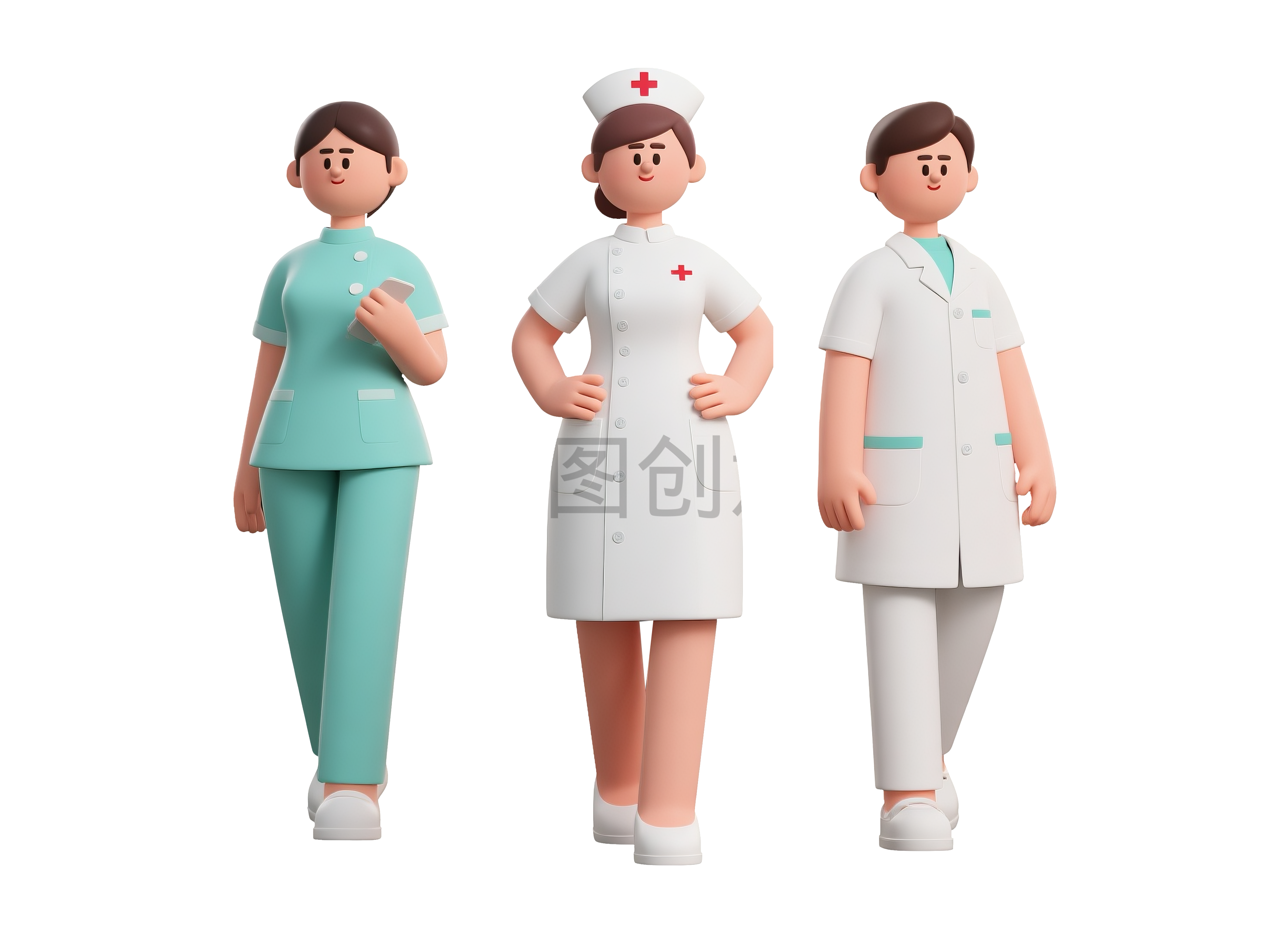 3d医护人员护士医生免扣元素