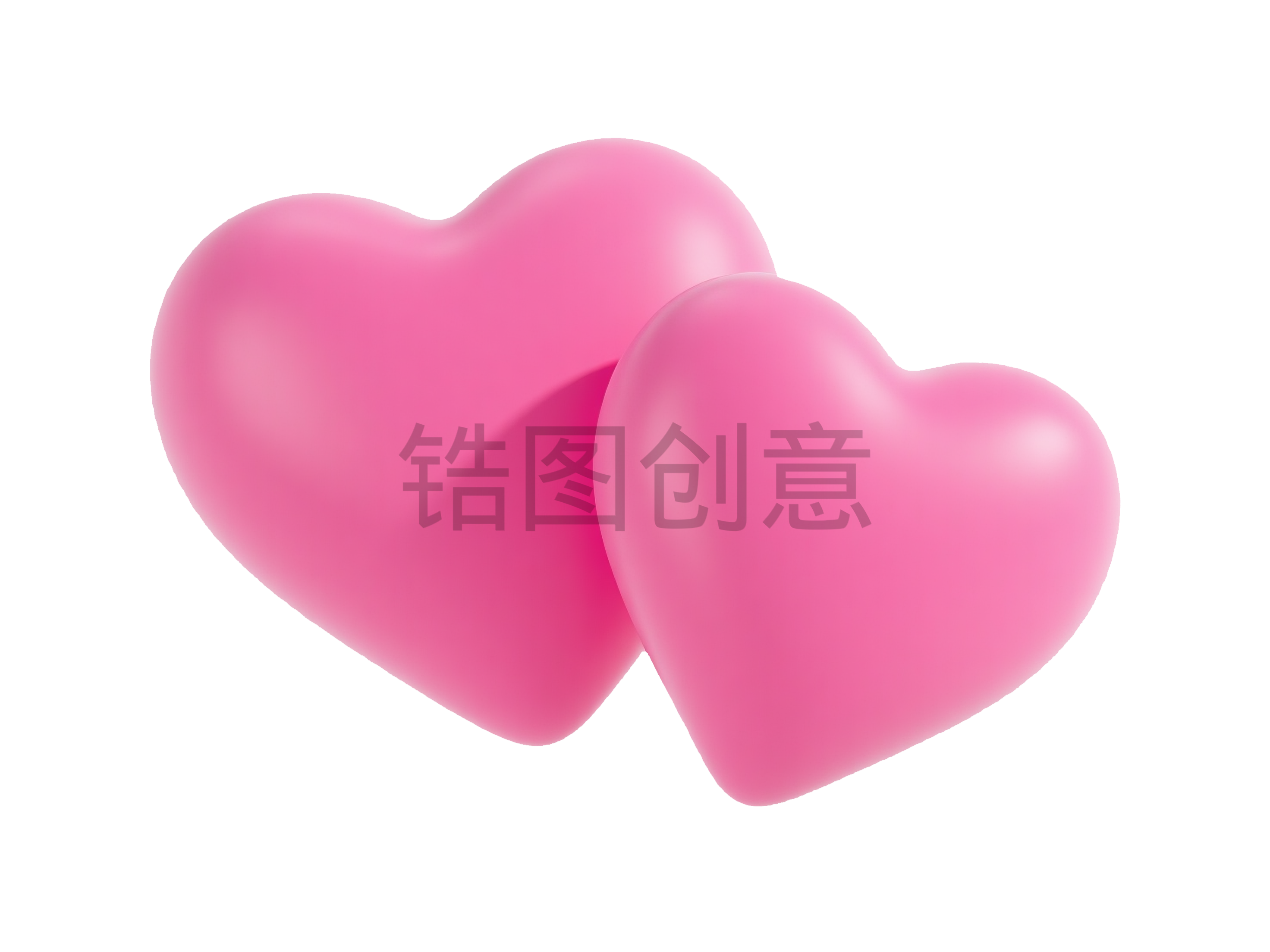 3d卡通粉色爱心爱情png元素