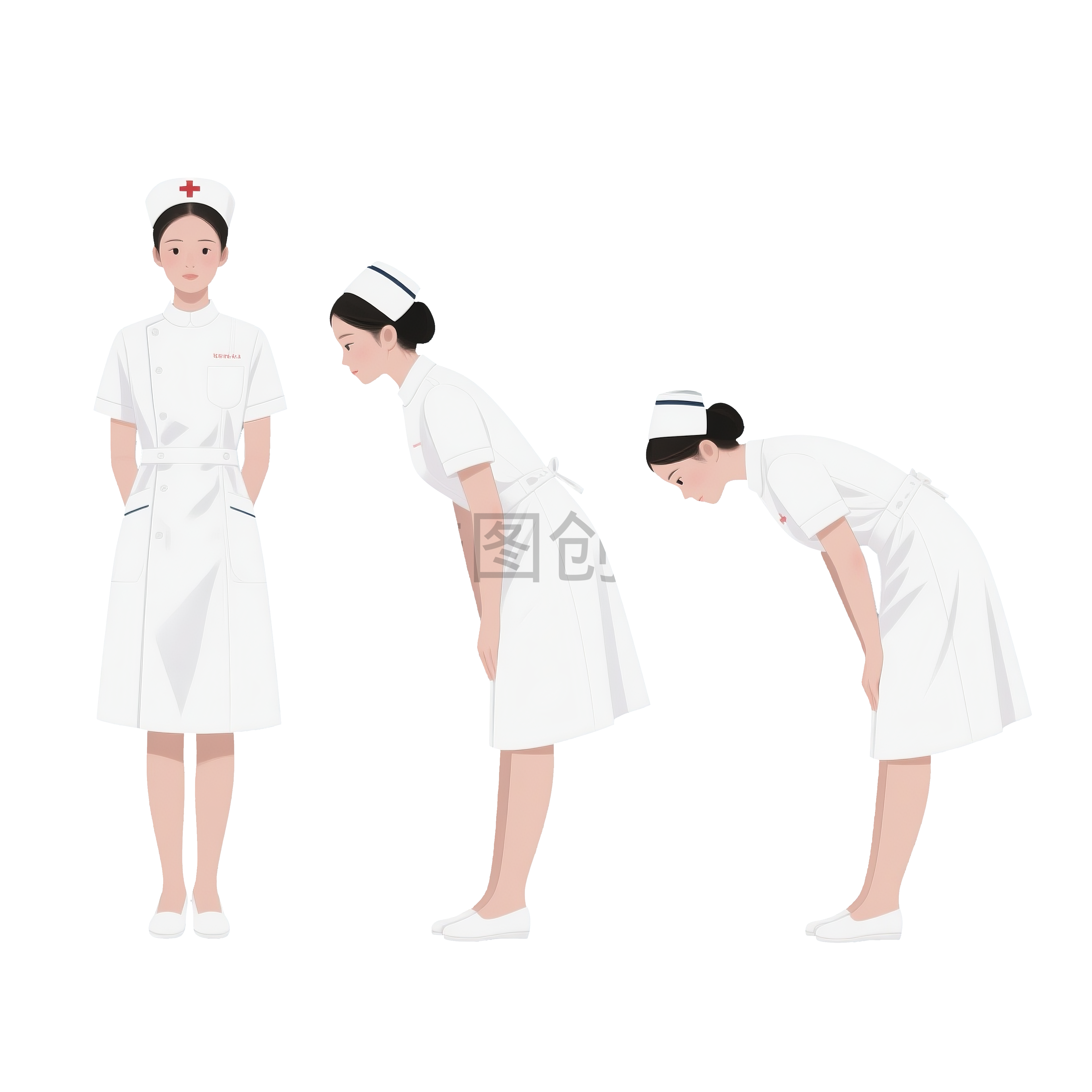 医护人员护士扁平插画png免扣元素