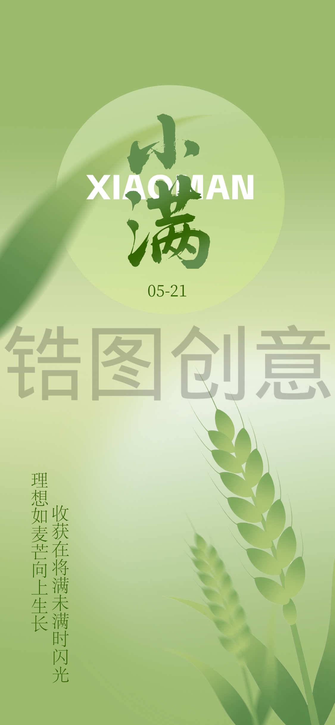 二十四节气节气小满芒种简约海报