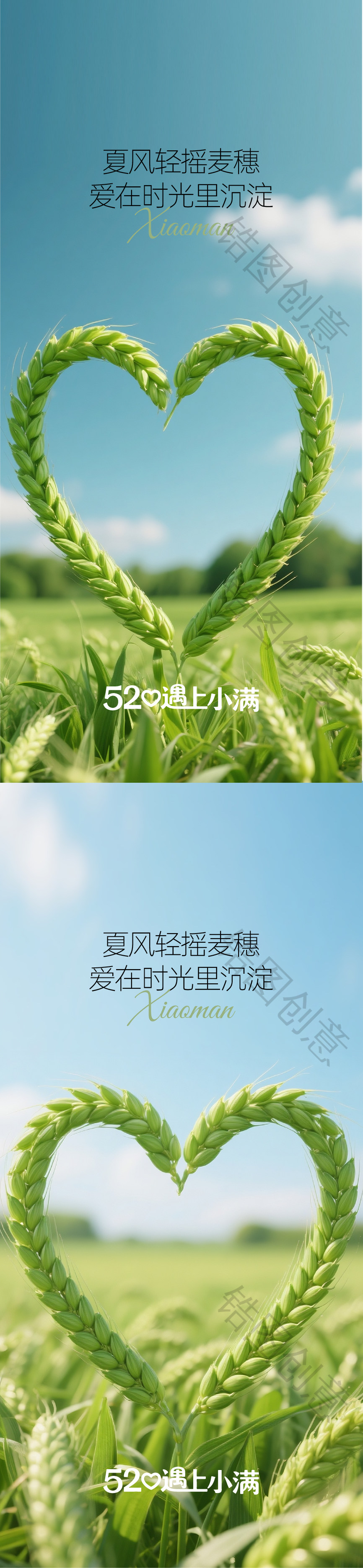 小满节气520爱心麦穗系列海报