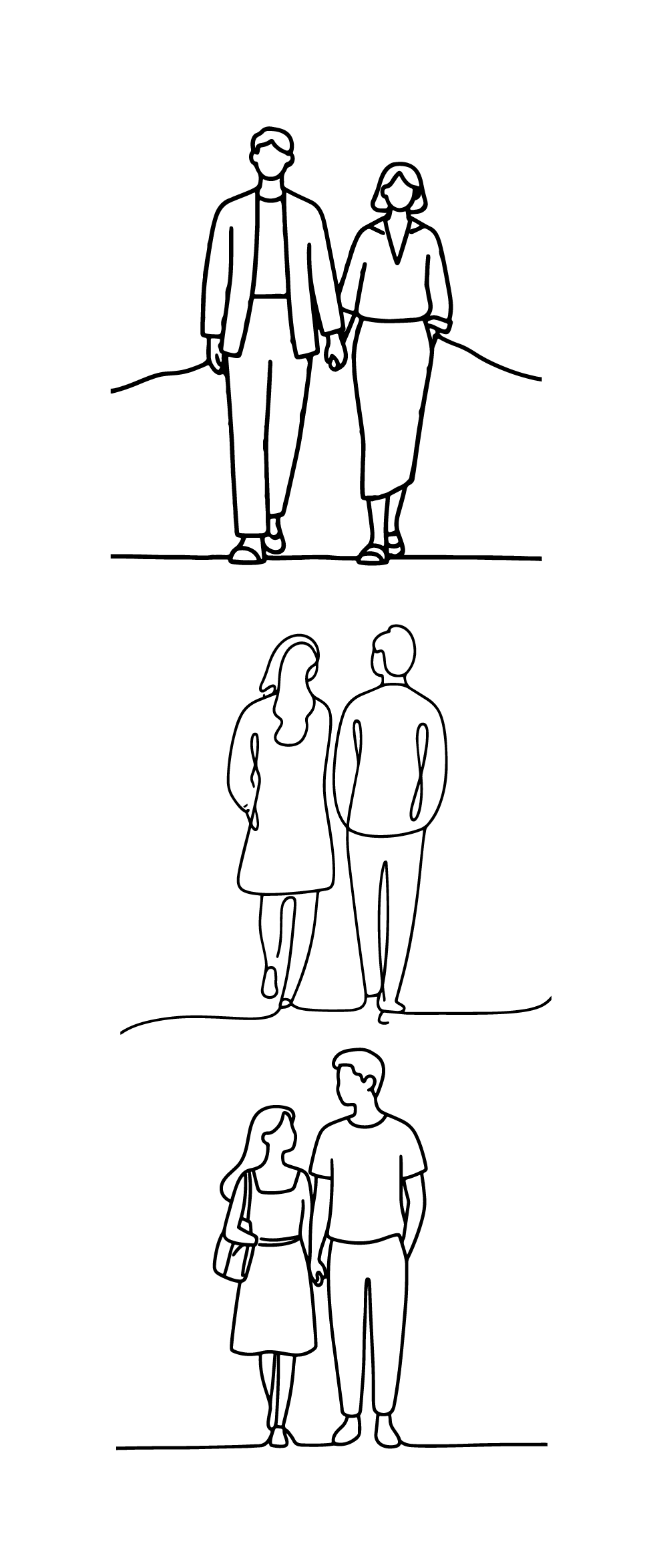 情人节情侣线条人物剪影