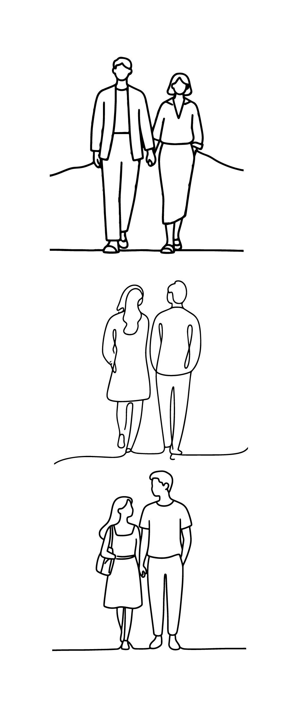 情人节情侣线条人物剪影