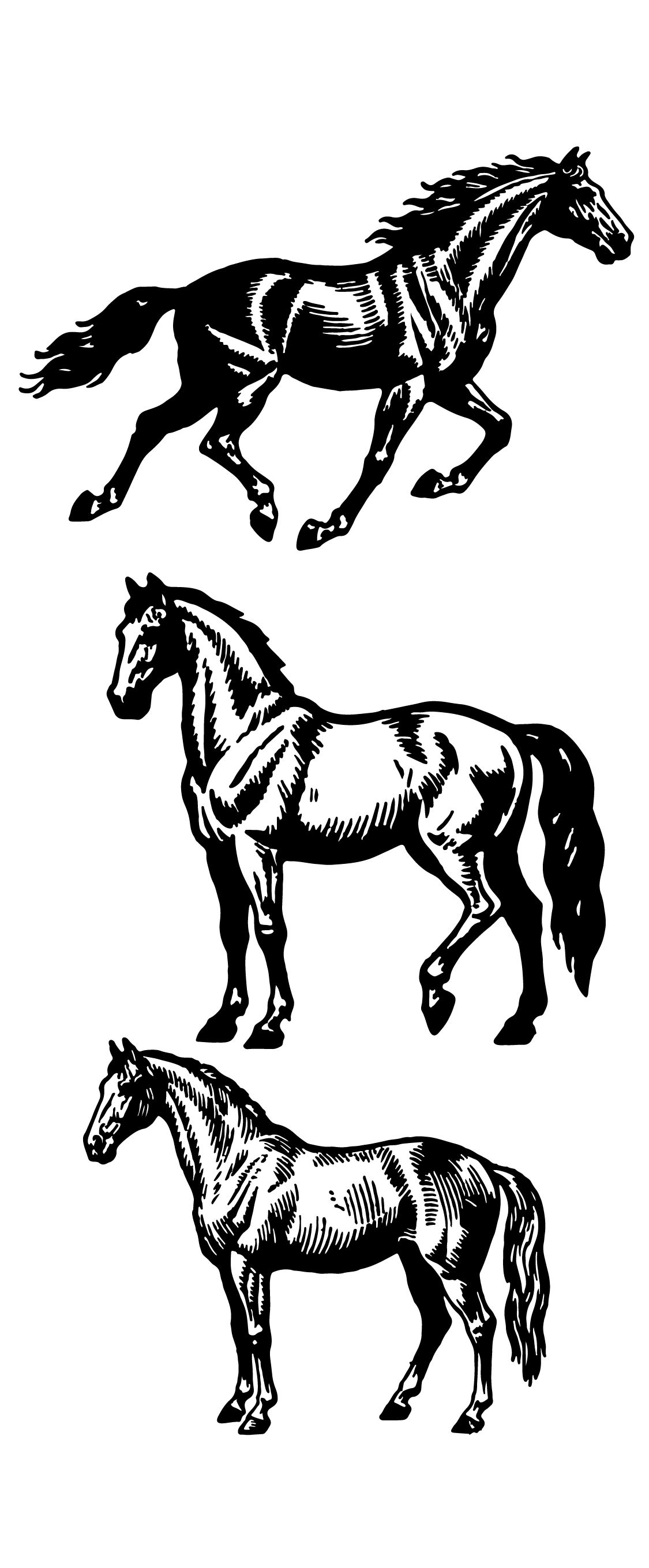 骏马版画线稿元素