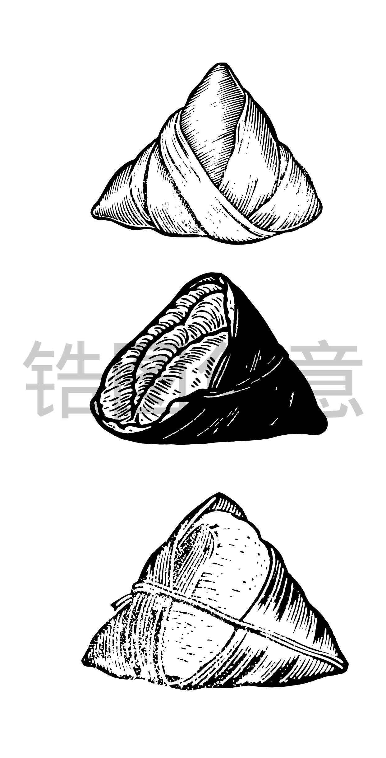 美食食物粽子版画线稿元素