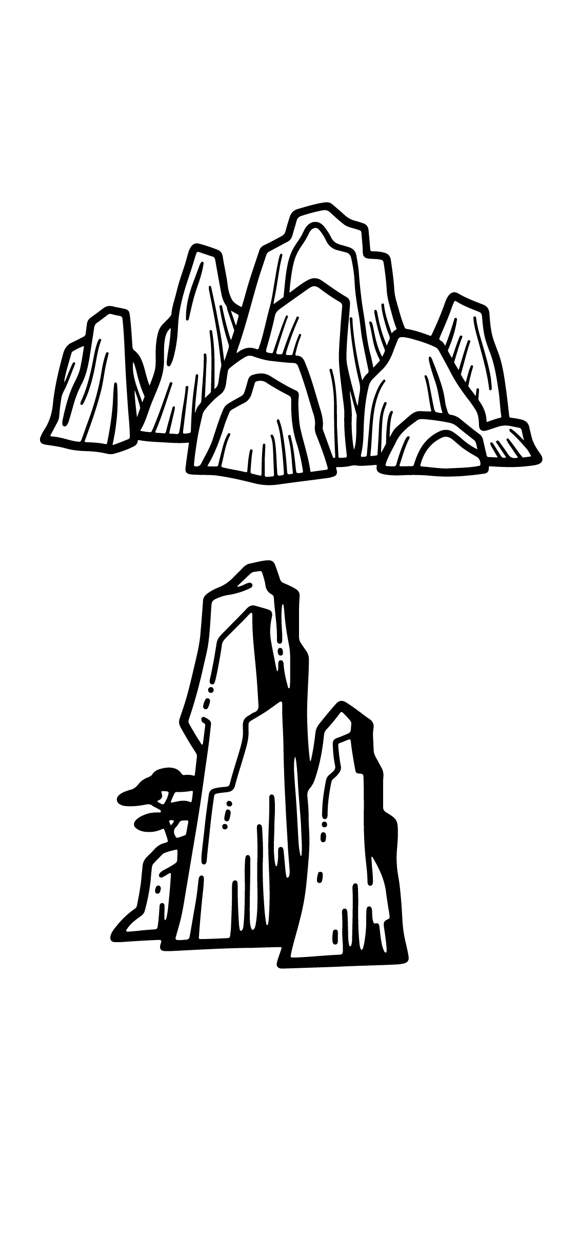 东方美学假山线稿元素