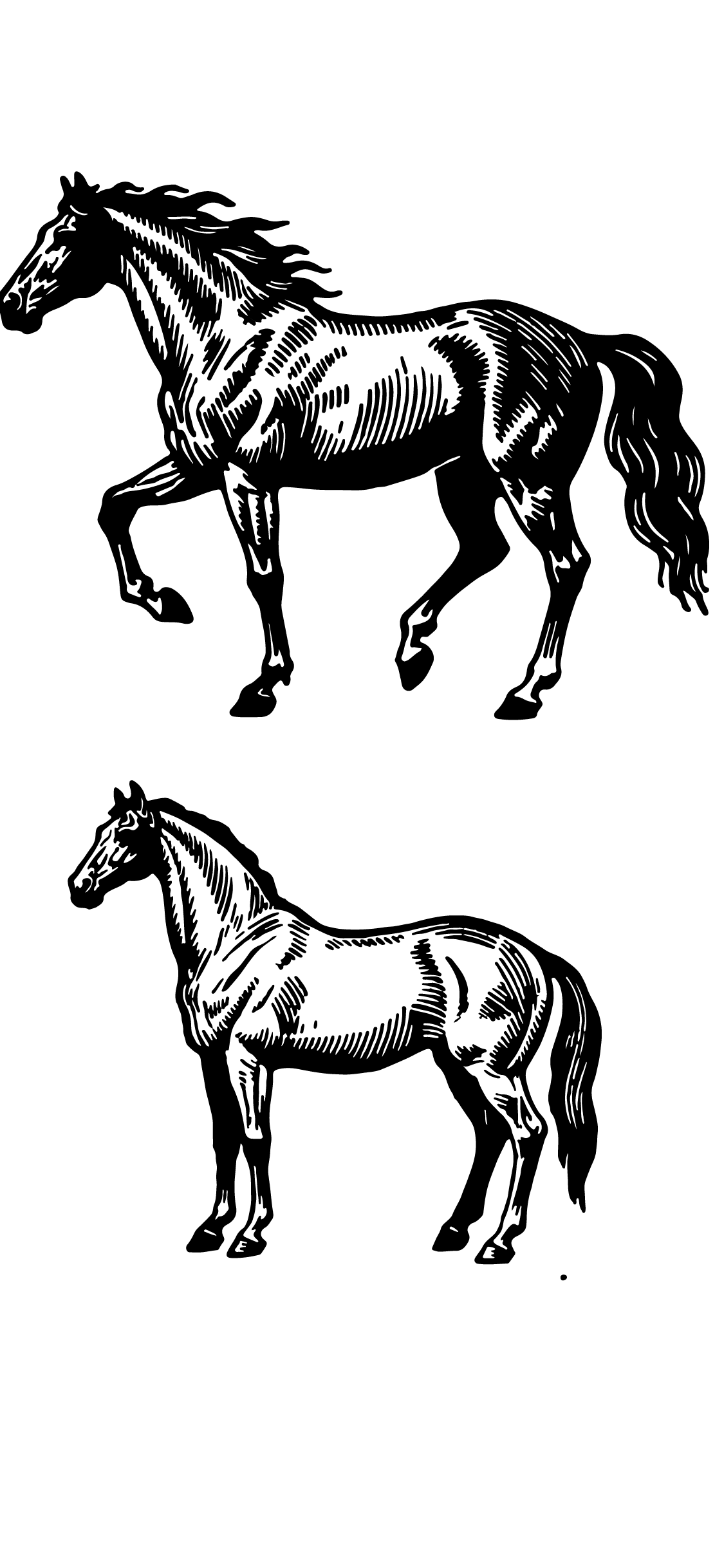 骏马版画线稿元素