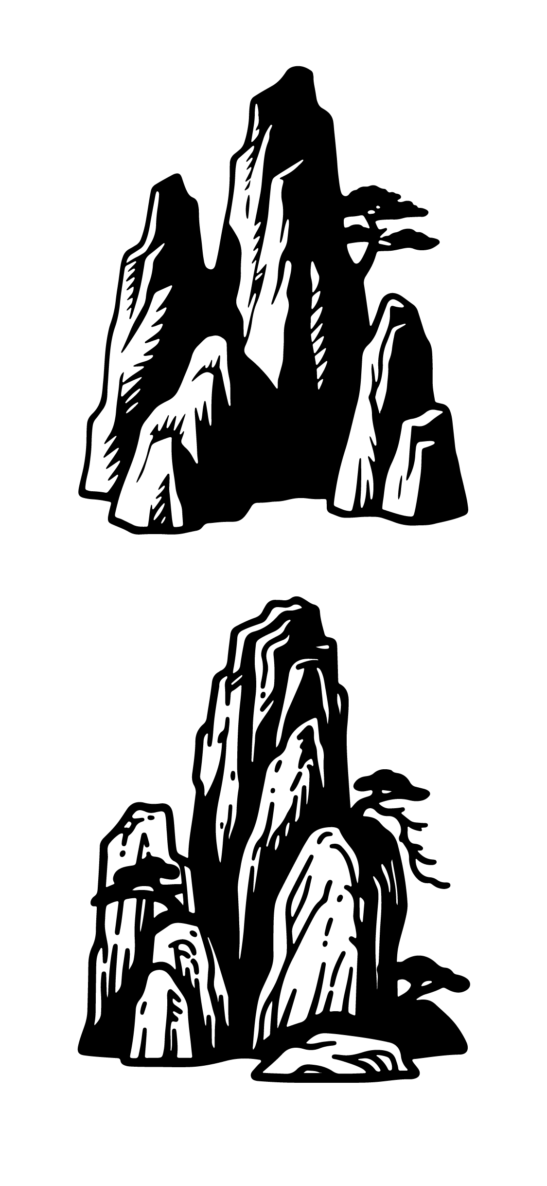 东方美学假山线稿元素