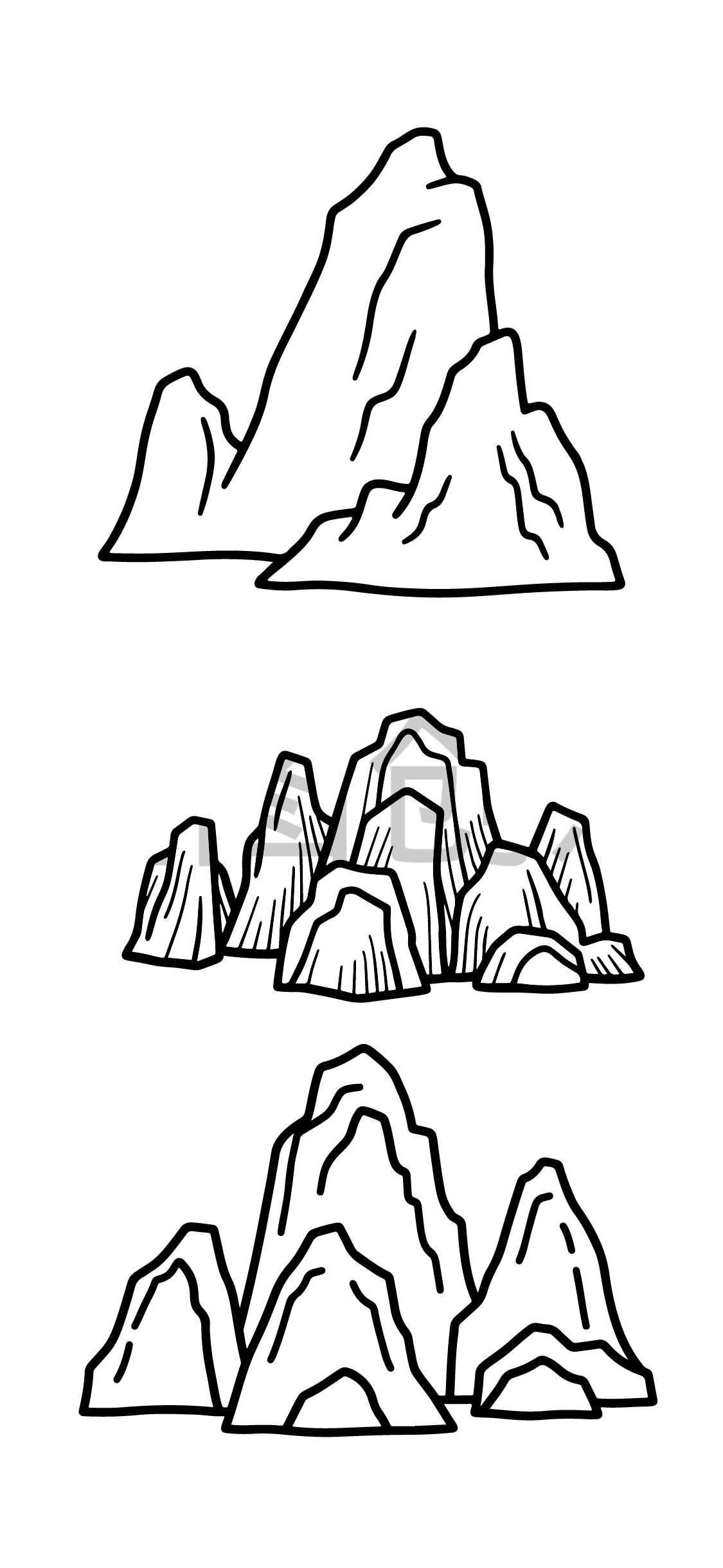 国风东方美学假山线稿元素