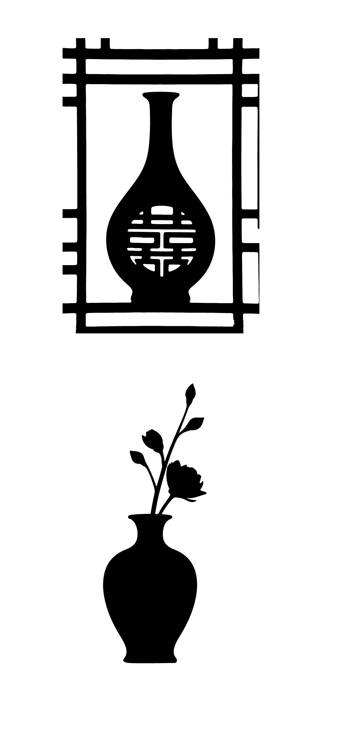 东方文化花瓶剪影元素