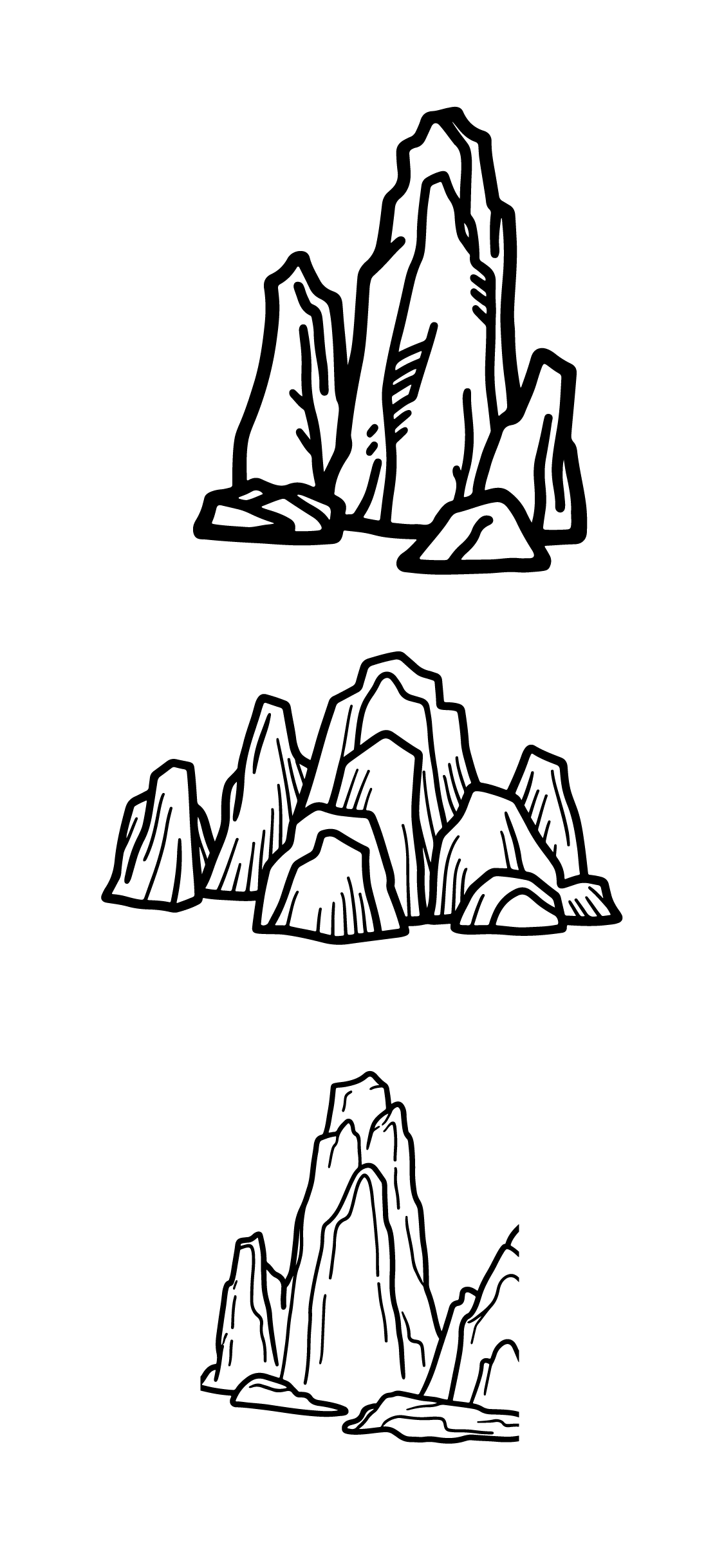 国风东方美学假山线稿元素