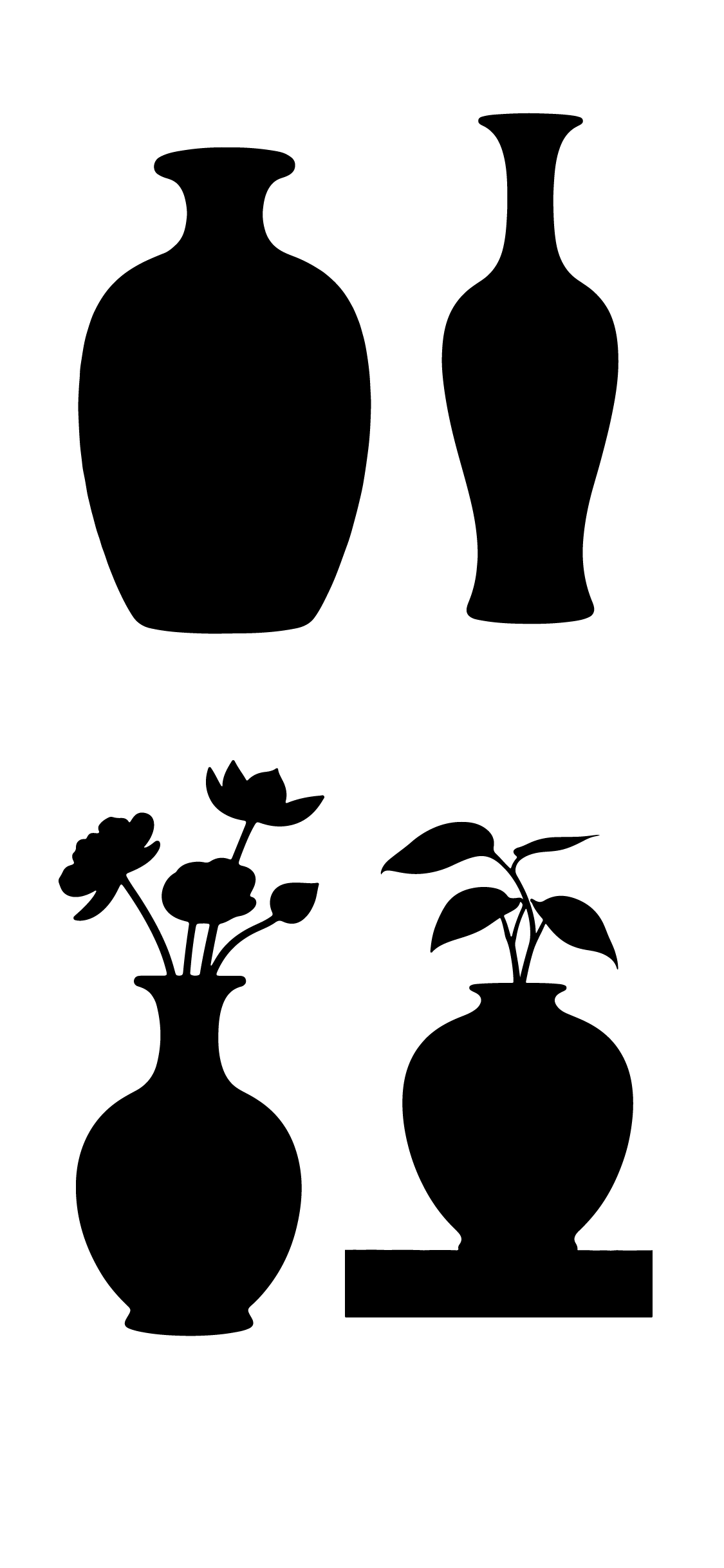 东方文化花瓶剪影元素