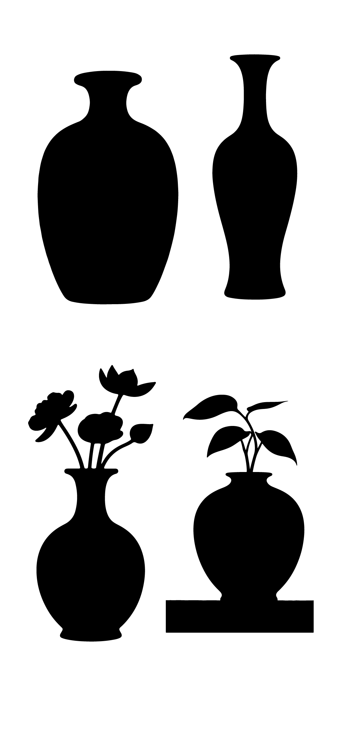 东方文化花瓶剪影元素