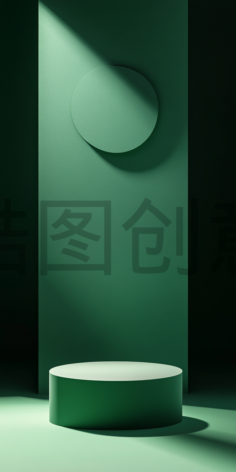 绿色电商圆形舞台产品展台空间背景