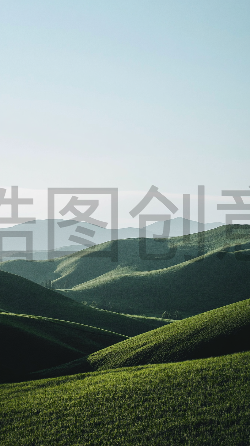 春天起伏的绿草绿地山野背景