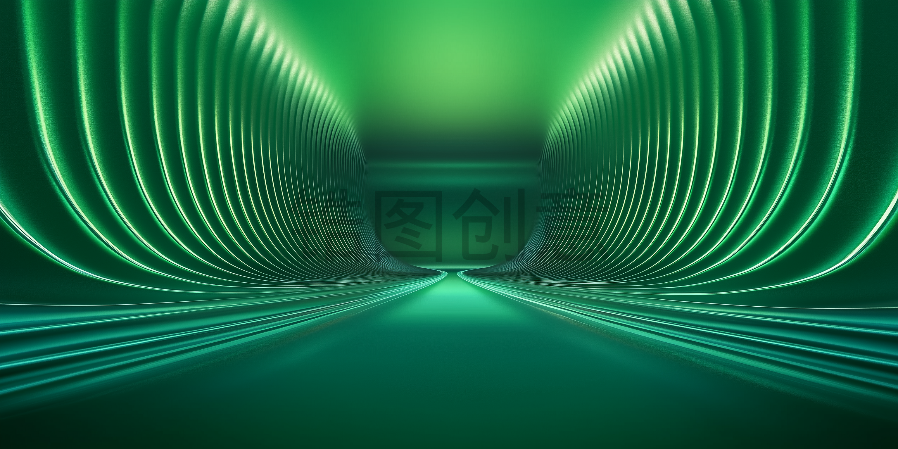 绿色曲线质感空间背景