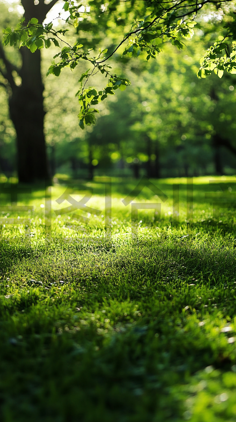 绿色 春天景观 草地  公园 树荫