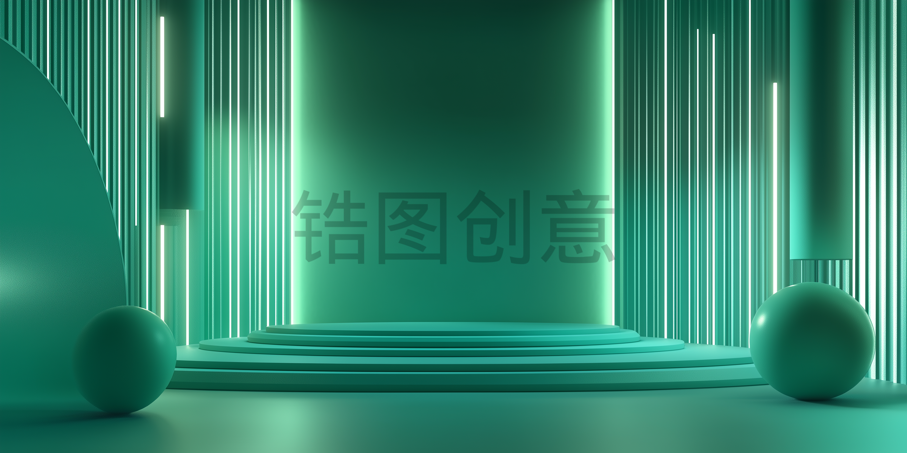 绿色质感舞台空间背景