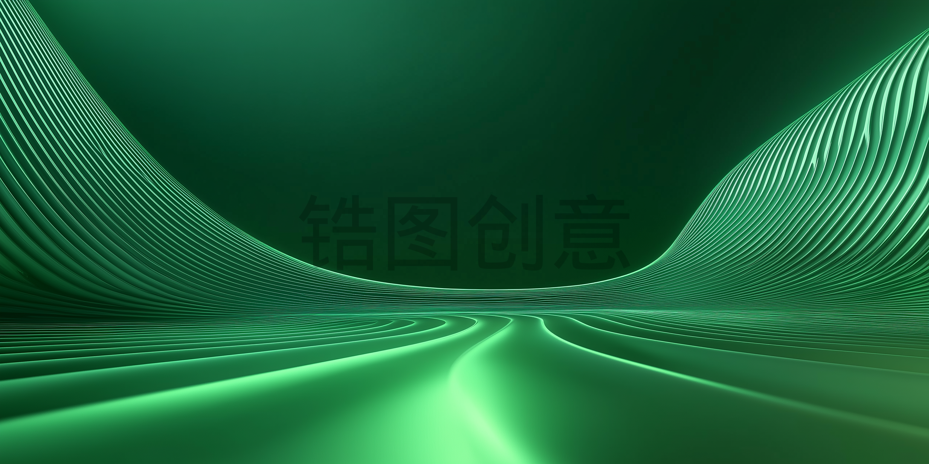 绿色曲线质感空间背景