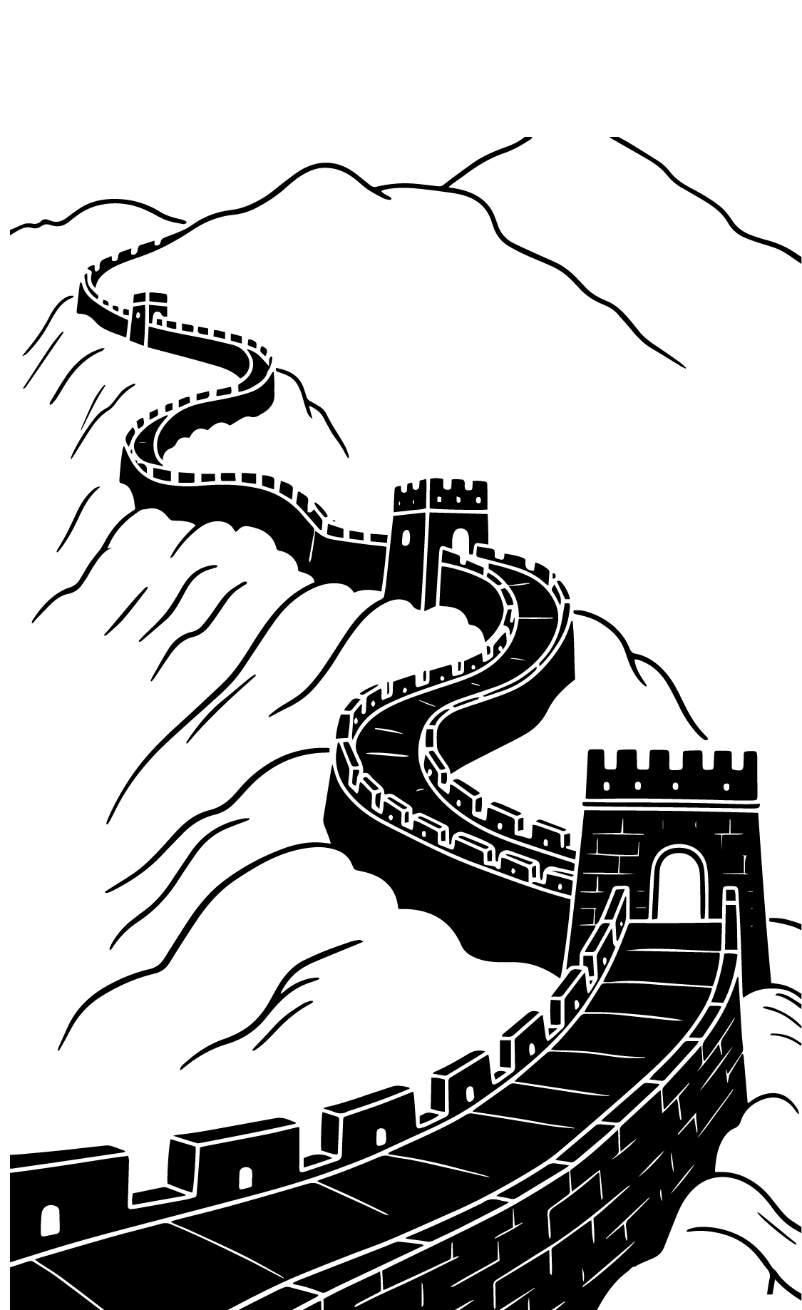 中国长城线稿元素