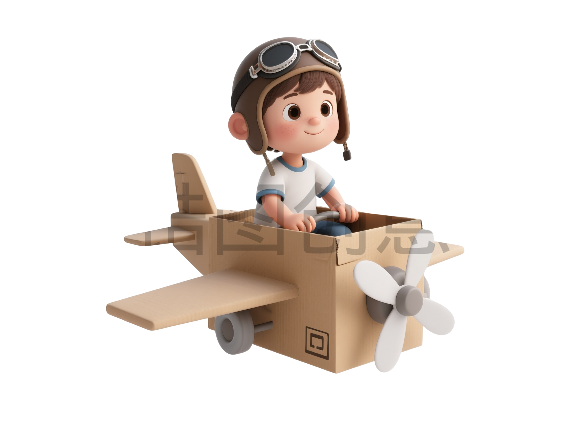 玩具飞机上的儿童3d卡通元素