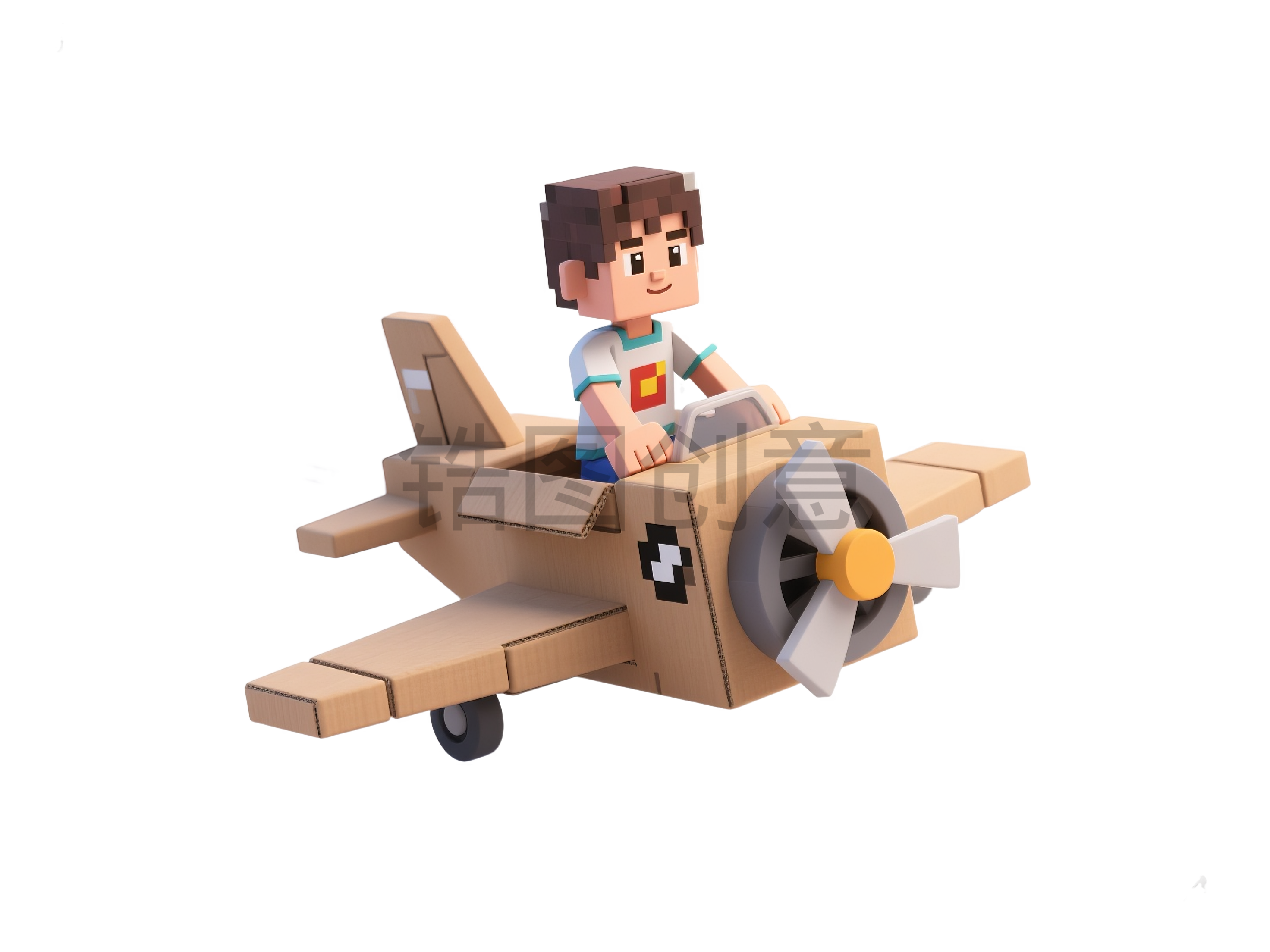 像素风3d卡通小孩儿童元素
